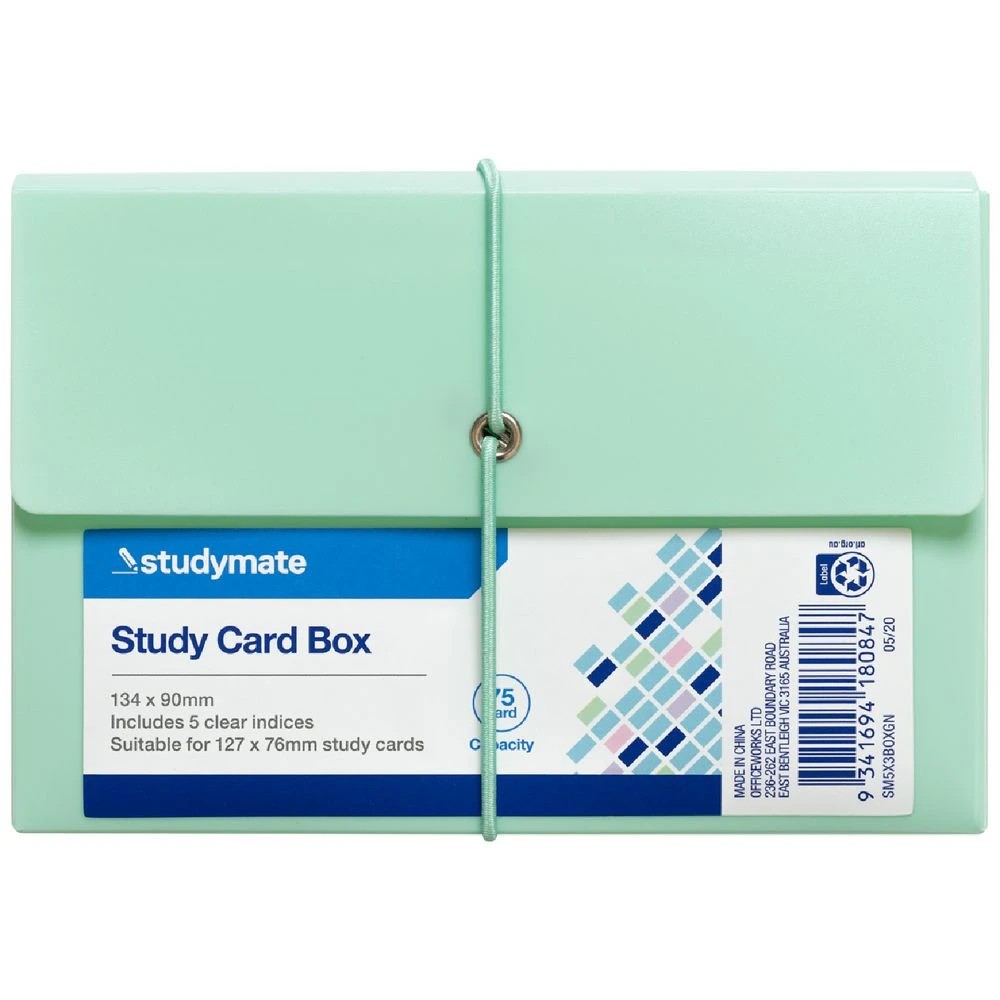 1 Studymate Study Card Box 127 x 76mm Green, 1 of 3