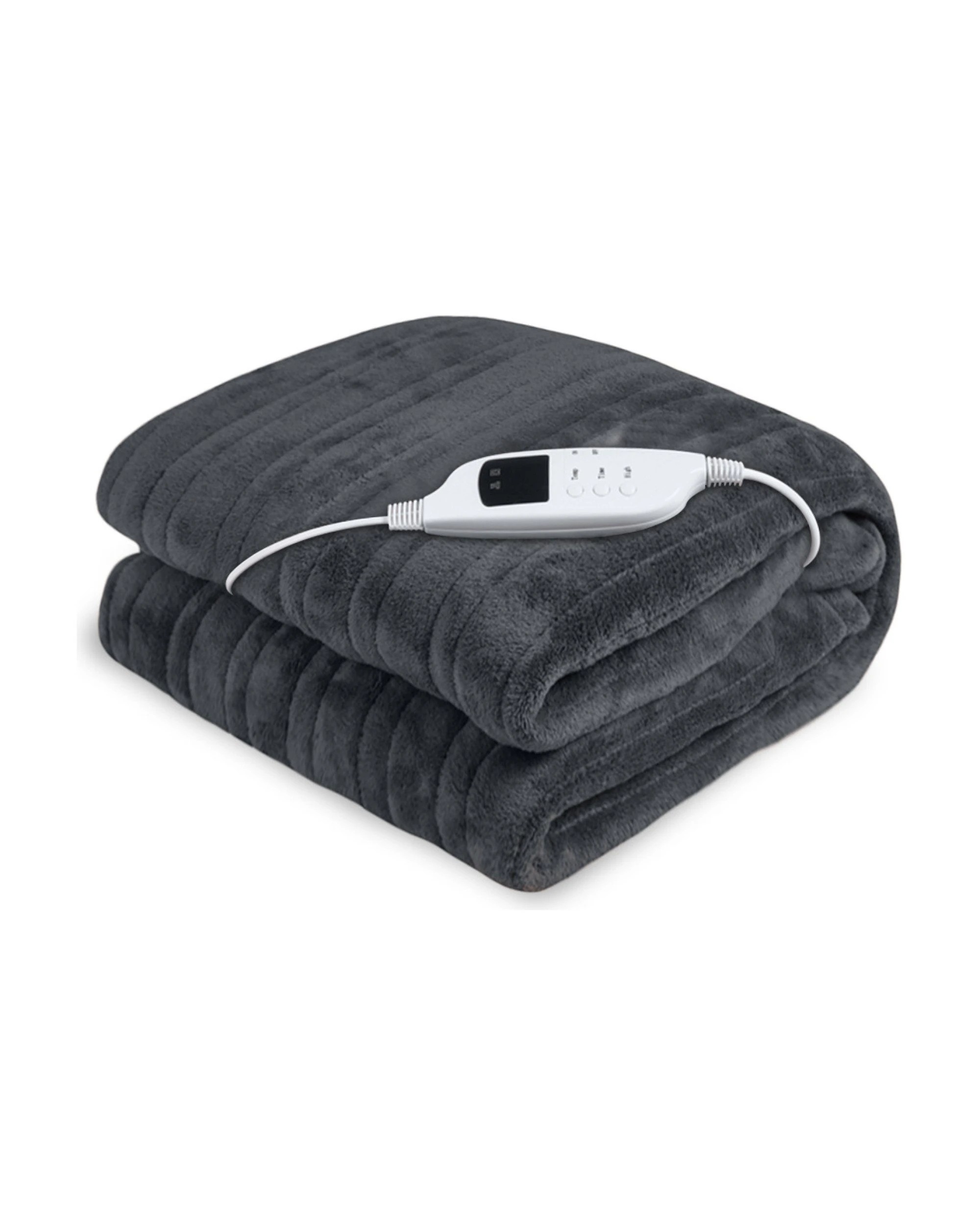 1 Laura Hill Electric Heated Blanket Throw Soft Coral Fleece 9 Heat Settings - Grey, 1 of 8
