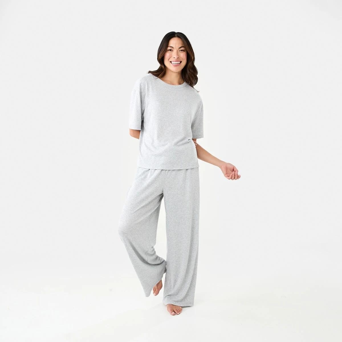 6 Rib Wide Leg Comfort Pants SILVER MARLE, 6 of 6