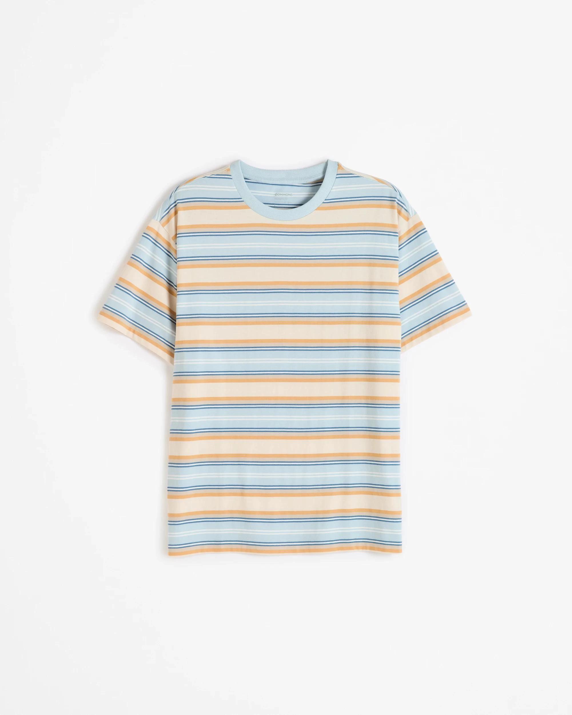 7 Australian Cotton Heavy Core T-Shirt- Commons BLUE / STRIPE, 7 of 7