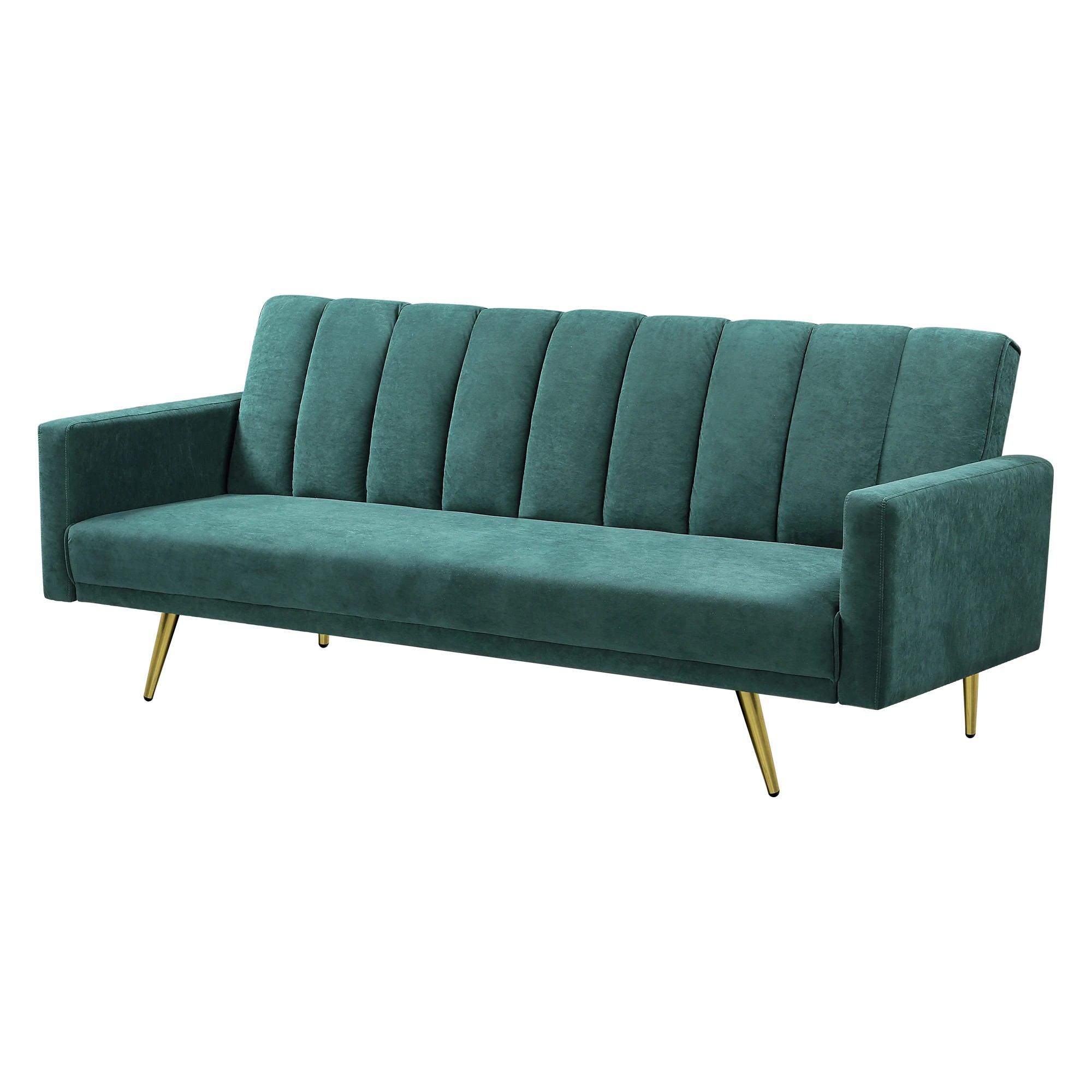 2 Levede 3 Seater Velvet Sofa Bed - Green, 2 of 5