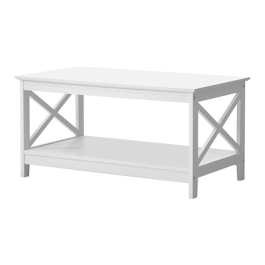 1 Oikiture Coffee Table Side Tables Storage Rack Shelf 2-tier
 - White, 1 of 10