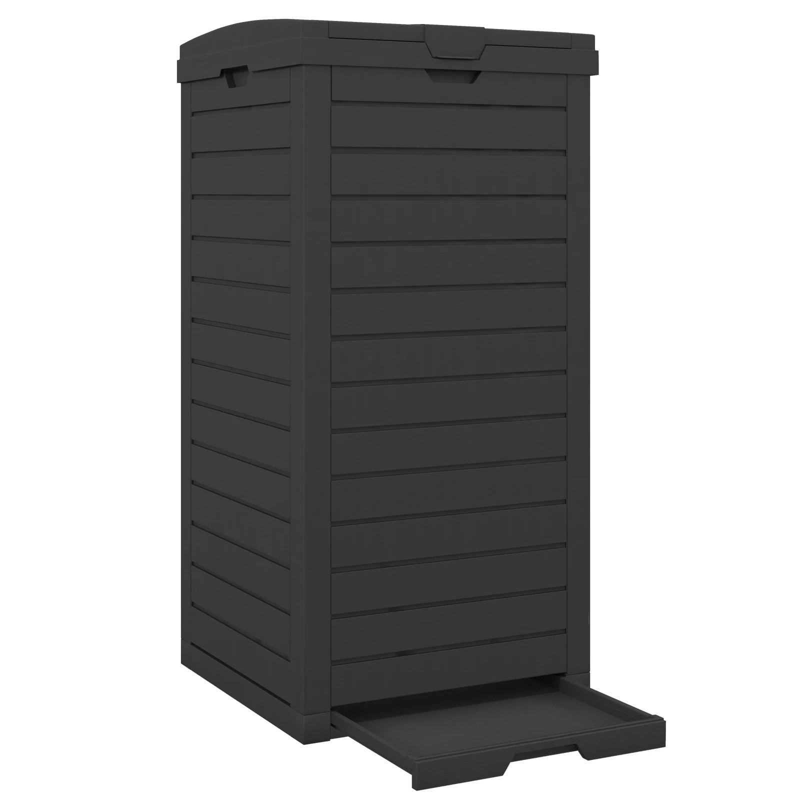 1 Costway 117L Outdoor Trash Can Waterproof Garbage Container - Black, 1 of 2