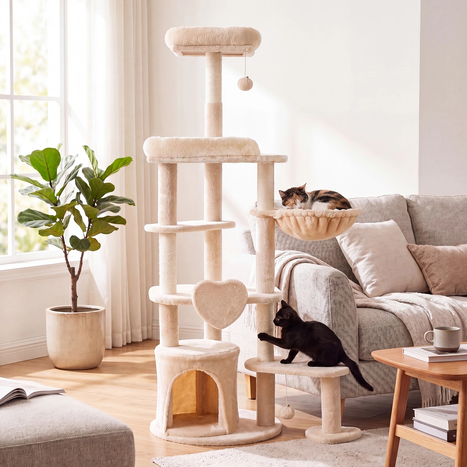 4 Costway Large Multi-Level Cat Tree Cat Tower w/Sisal Scratching Posts, 4 of 5