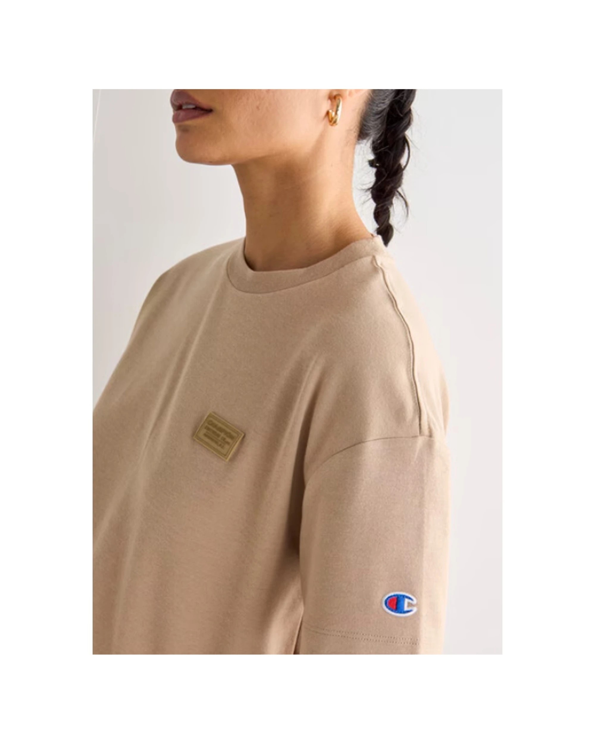 4 Champion Women's Rochester Cotton Blend Activewear Base Tee Dunes - L - Beige, 4 of 5