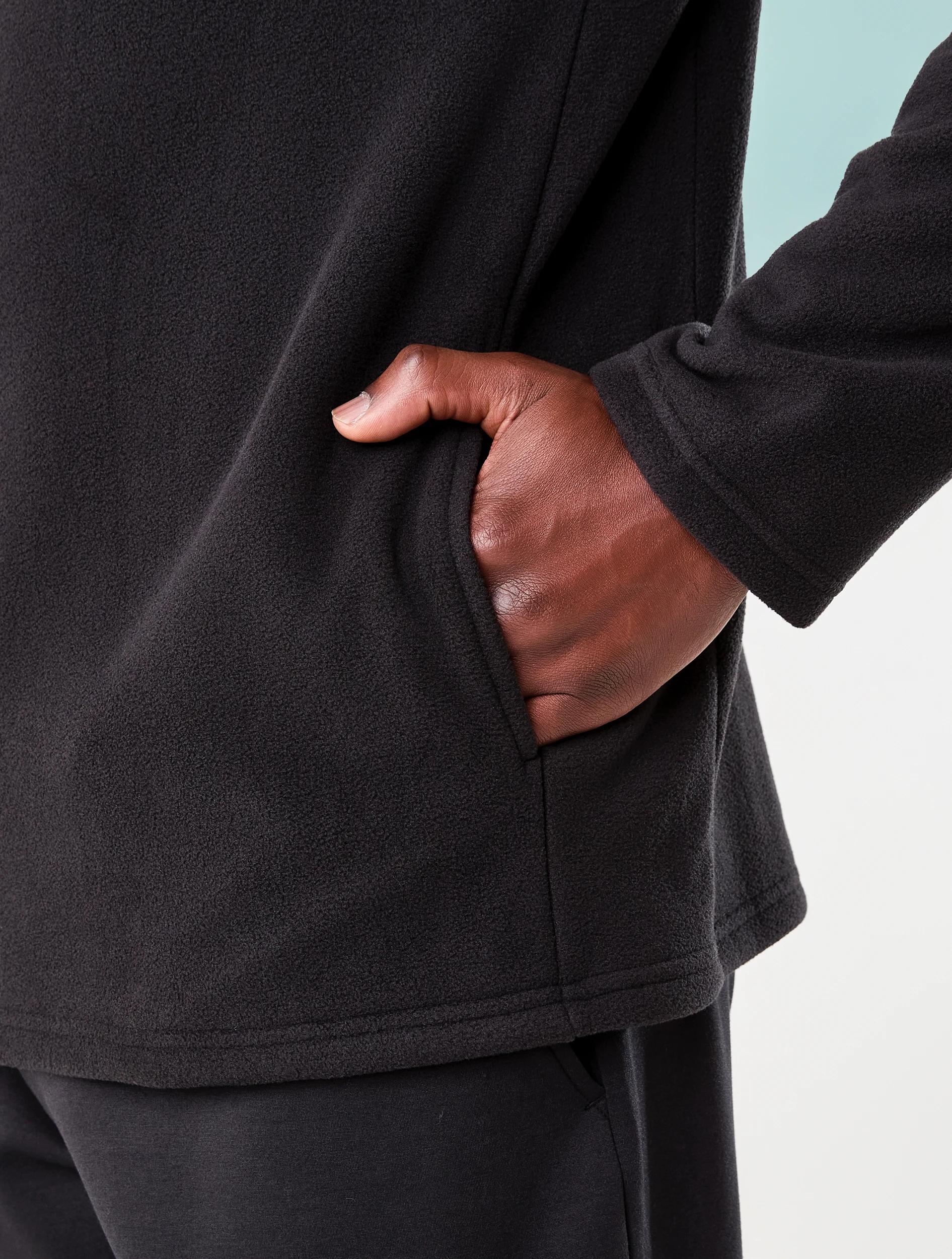 6 Active Mens Polar Fleece Quarter Zip Long Sleeve Black W26, 6 of 6