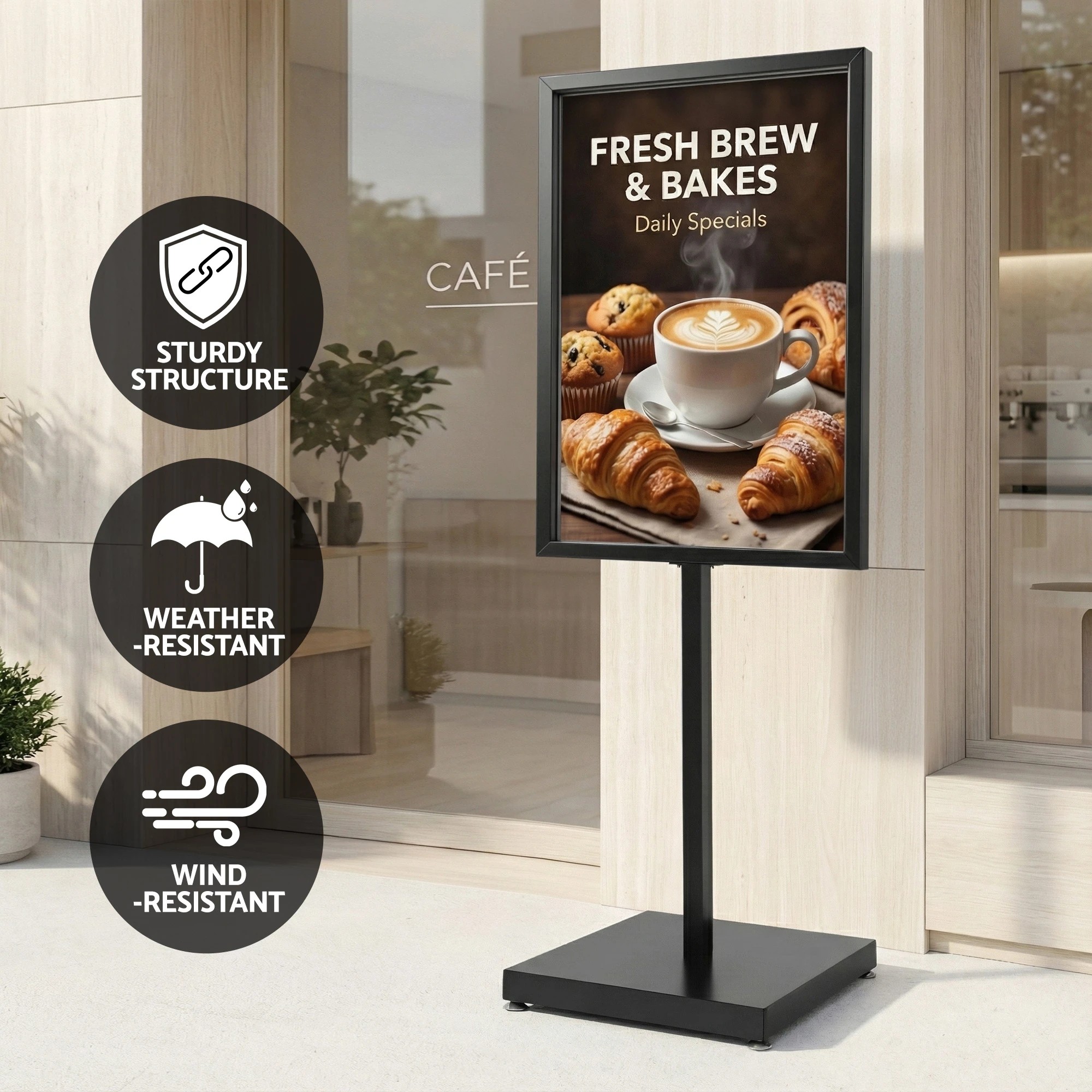 5 A1 Frame Pedestal Sign Holder Poster Stand Display Board Double Sided 60x90cm - Black, 5 of 6