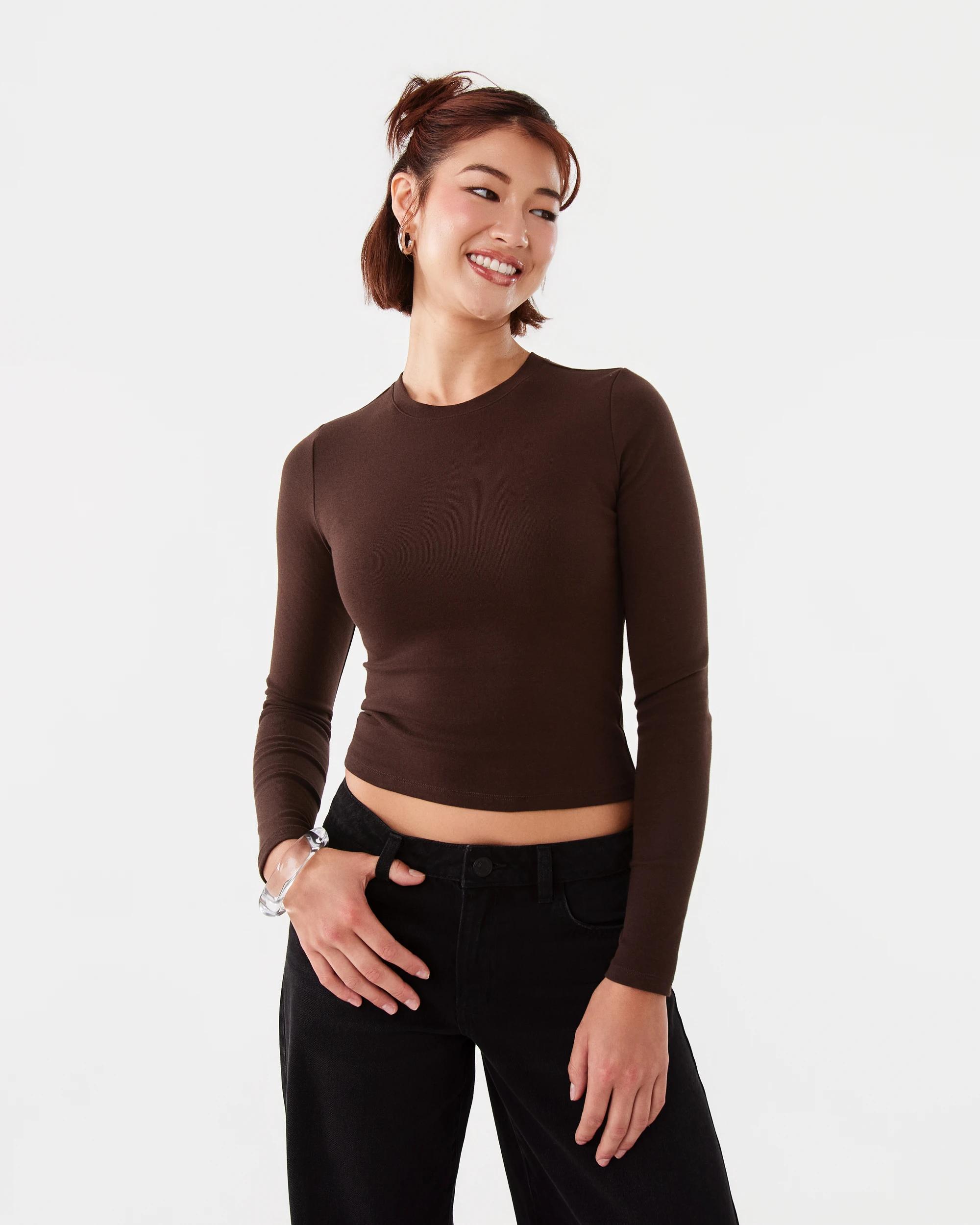 1 Long Sleeve Neat Fit T-shirt Melt Brown, 1 of 6