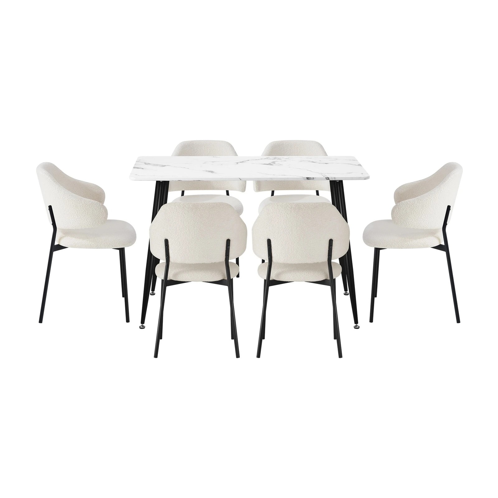 7 Oikiture 120cm Rectangle Dining Table with 6PCS Dining Chairs Sherpa - Multi, 7 of 9