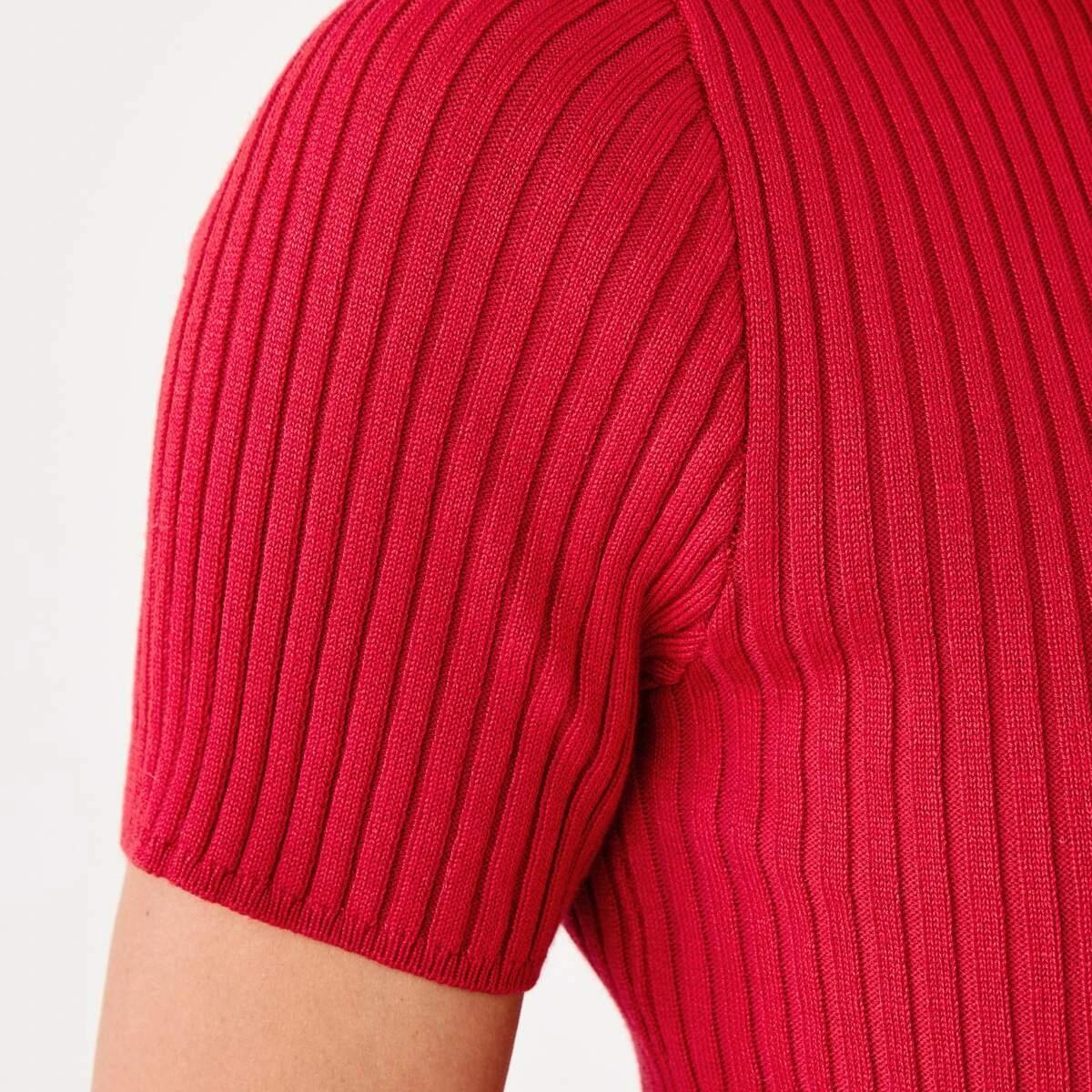 6 Short Sleeve Crew Neck Trim Top Cherry Red, 6 of 6