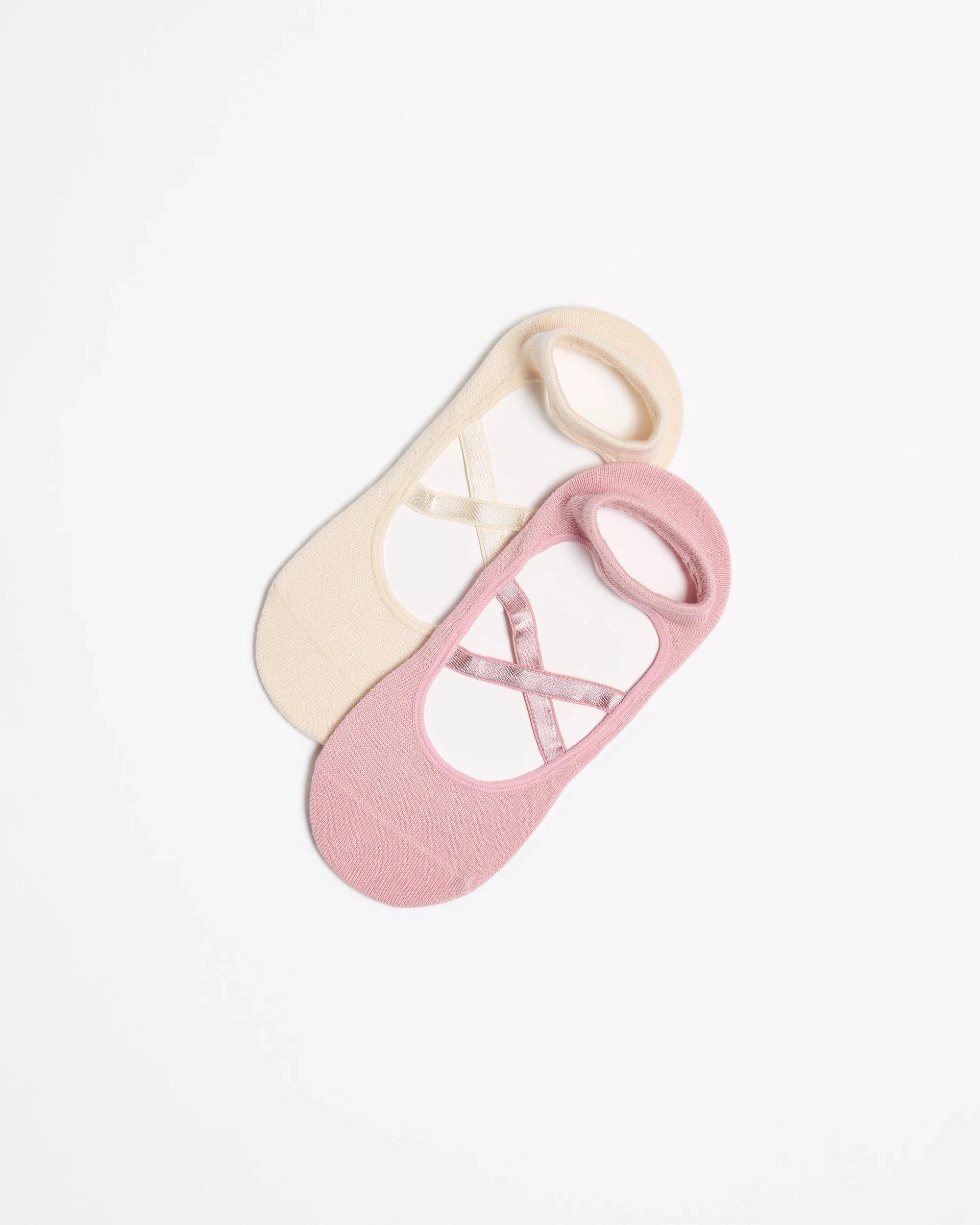 1 Target Woman Australian Cotton Blend 2 Pack Pilates Socks PINK/NEUTRAL, 1 of 3