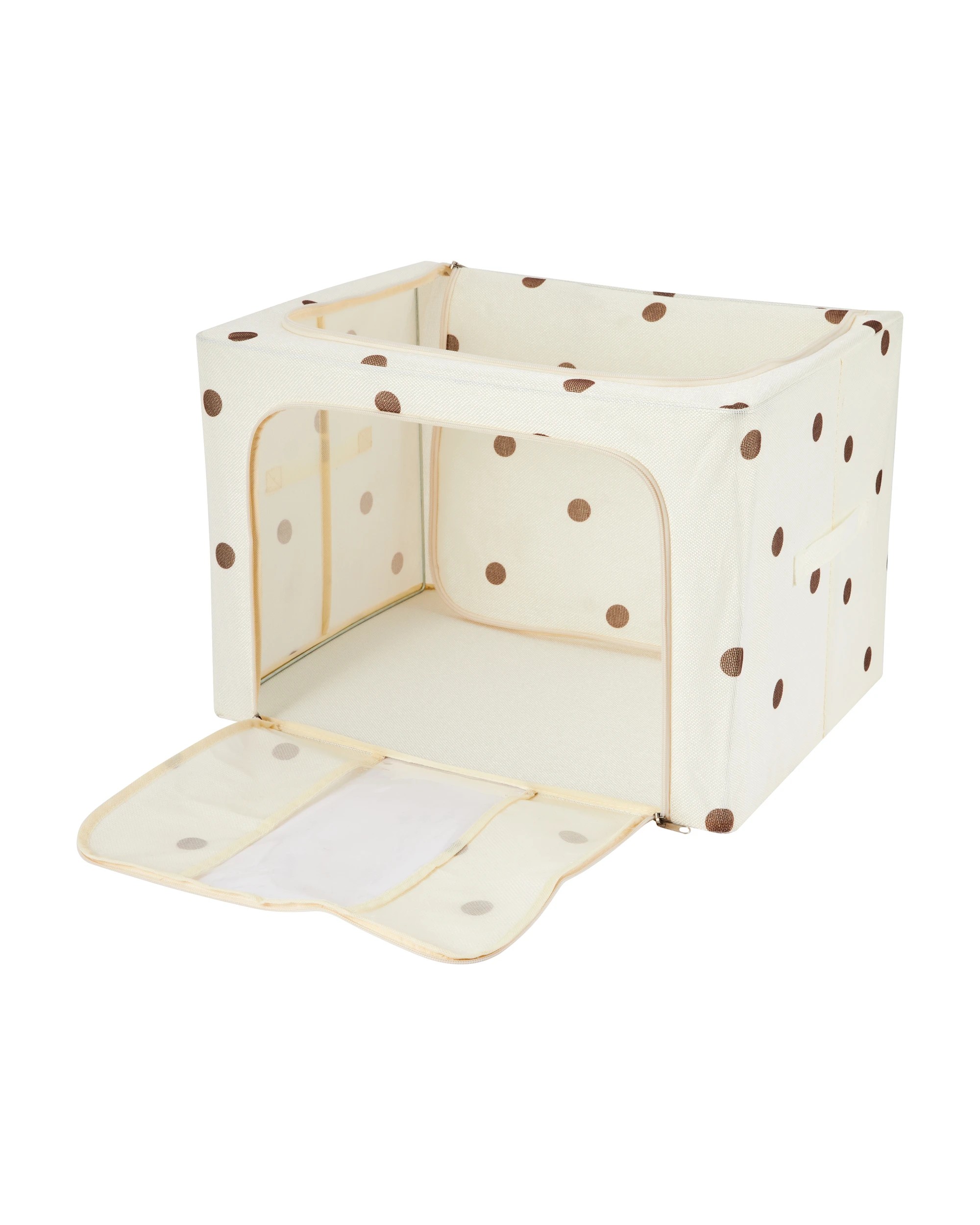 6 Linen Look Collapsible Box with Window - Large, Polka Dot, 6 of 8