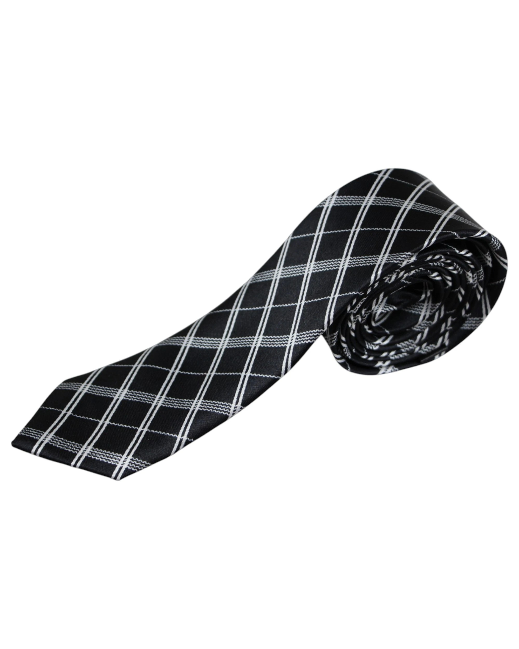 1 Zasel Mens Charcoal & White Diagonal Line 5cm Skinny Neck Tie - Multi, 1 of 3
