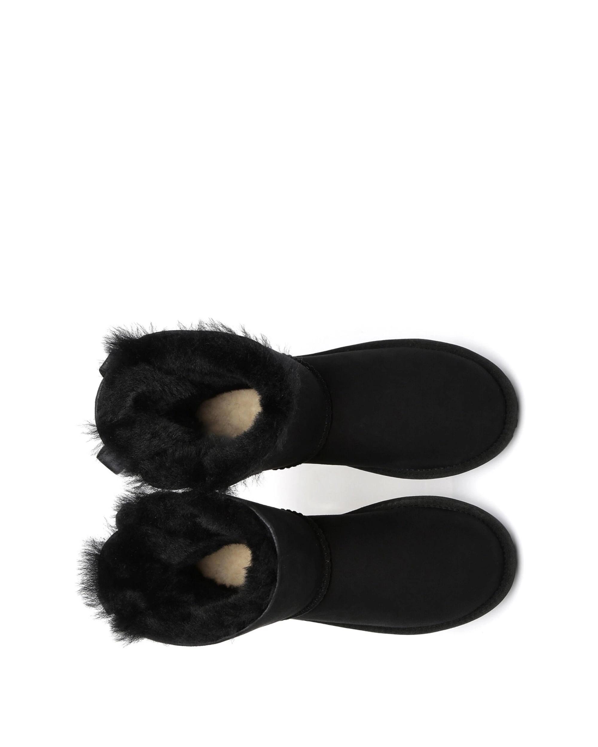 5 Everau Womens Mini Back Bow UGG Boots BLACK, 5 of 5