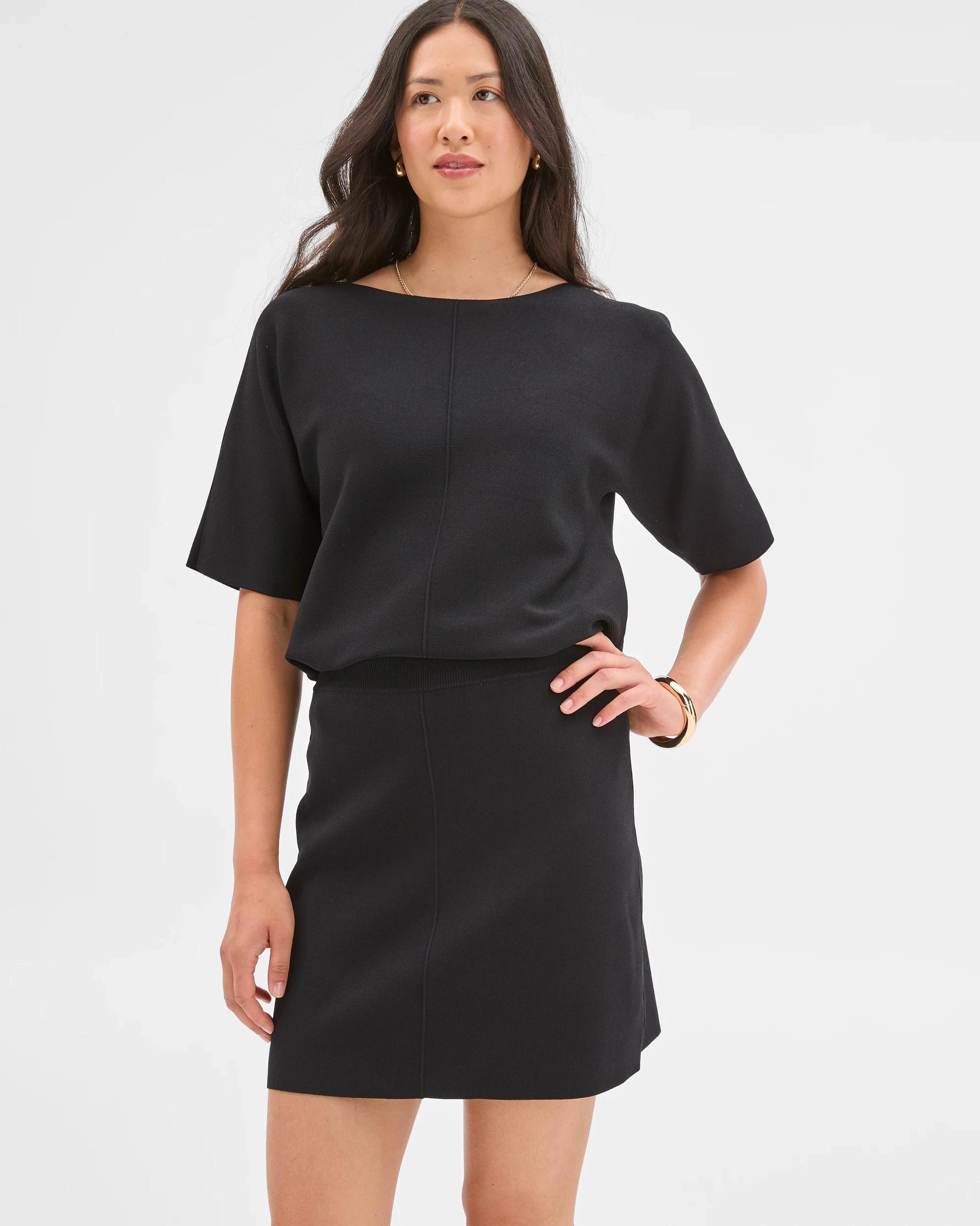 6 Preview Crepe Knit Mini Skirt BLACK, 6 of 6