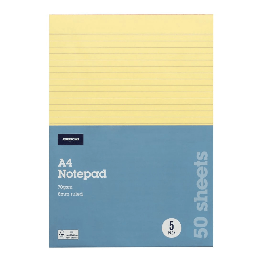 1 J.Burrows A4 Office Pads Ruled 50 Sheets 5 Pack, 1 of 3