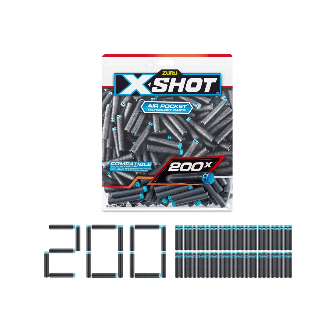2 XSHOT Excel Darts Refill Pack (200 Darts) by ZURU - Grey, 2 of 8