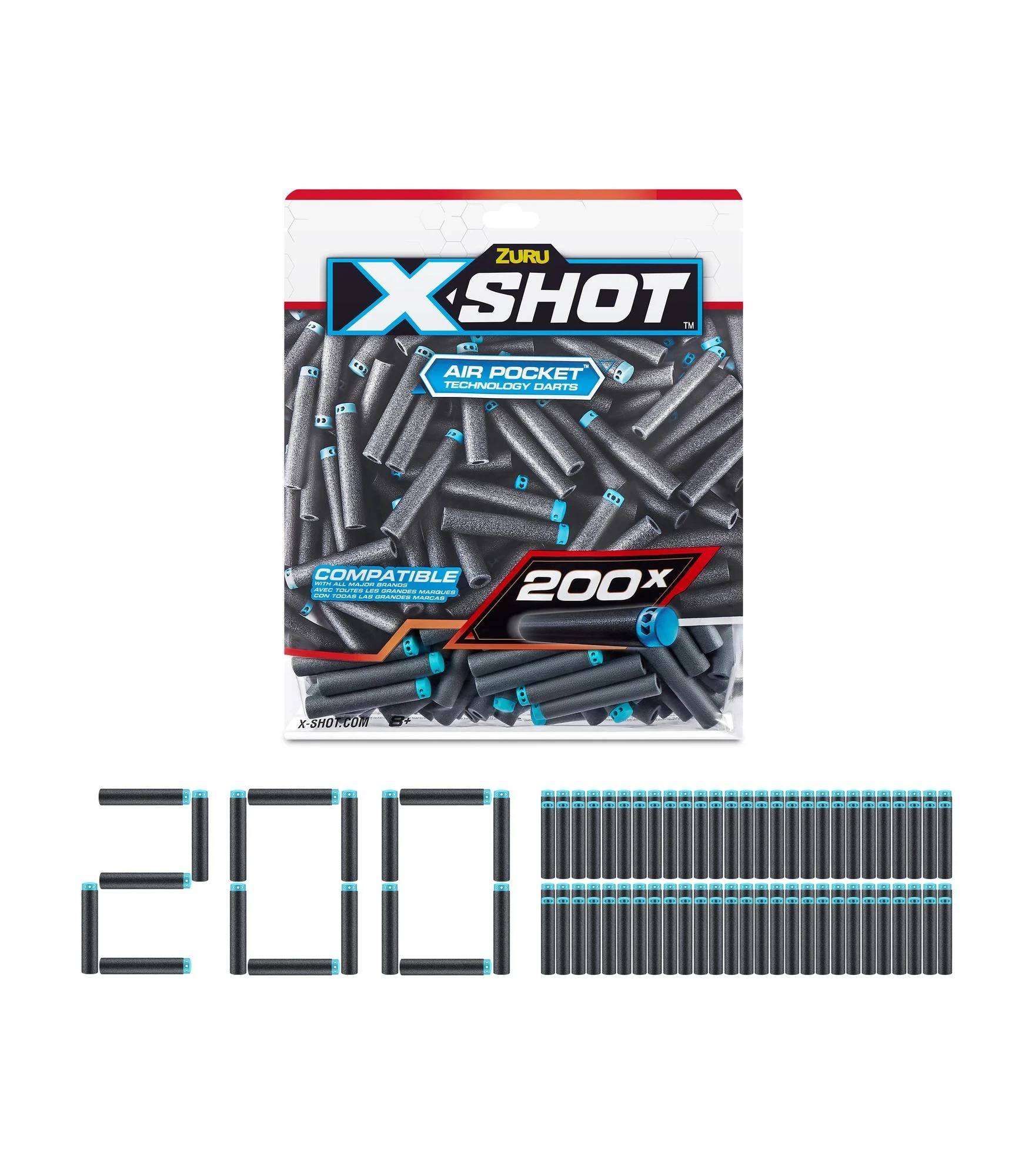 2 XSHOT Excel Darts Refill Pack (200 Darts) by ZURU - Grey, 2 of 8