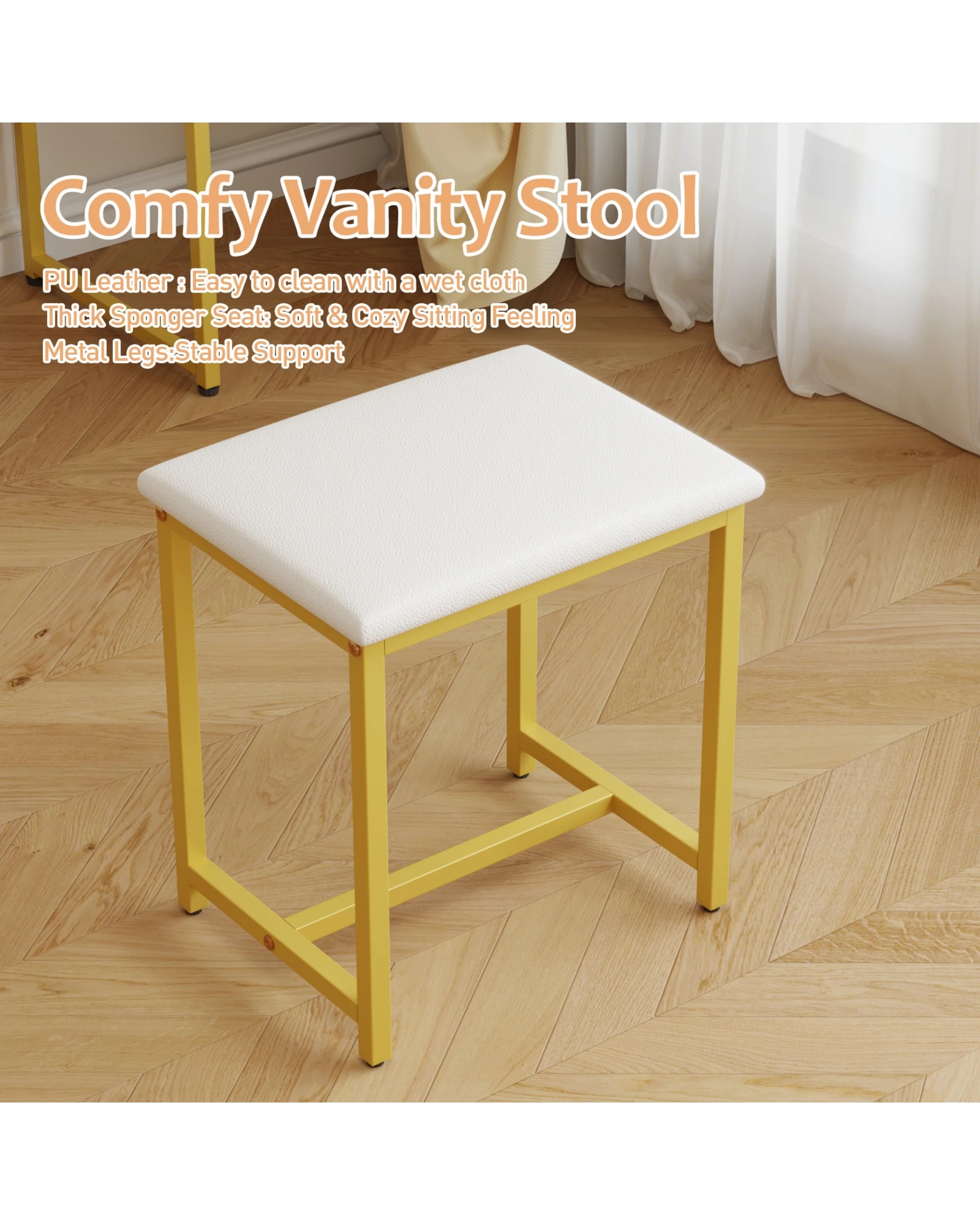 7 Advwin Dressing Table Set With Power Outlet And Led Light 360°adjustable Mirror Angle, 7 of 10