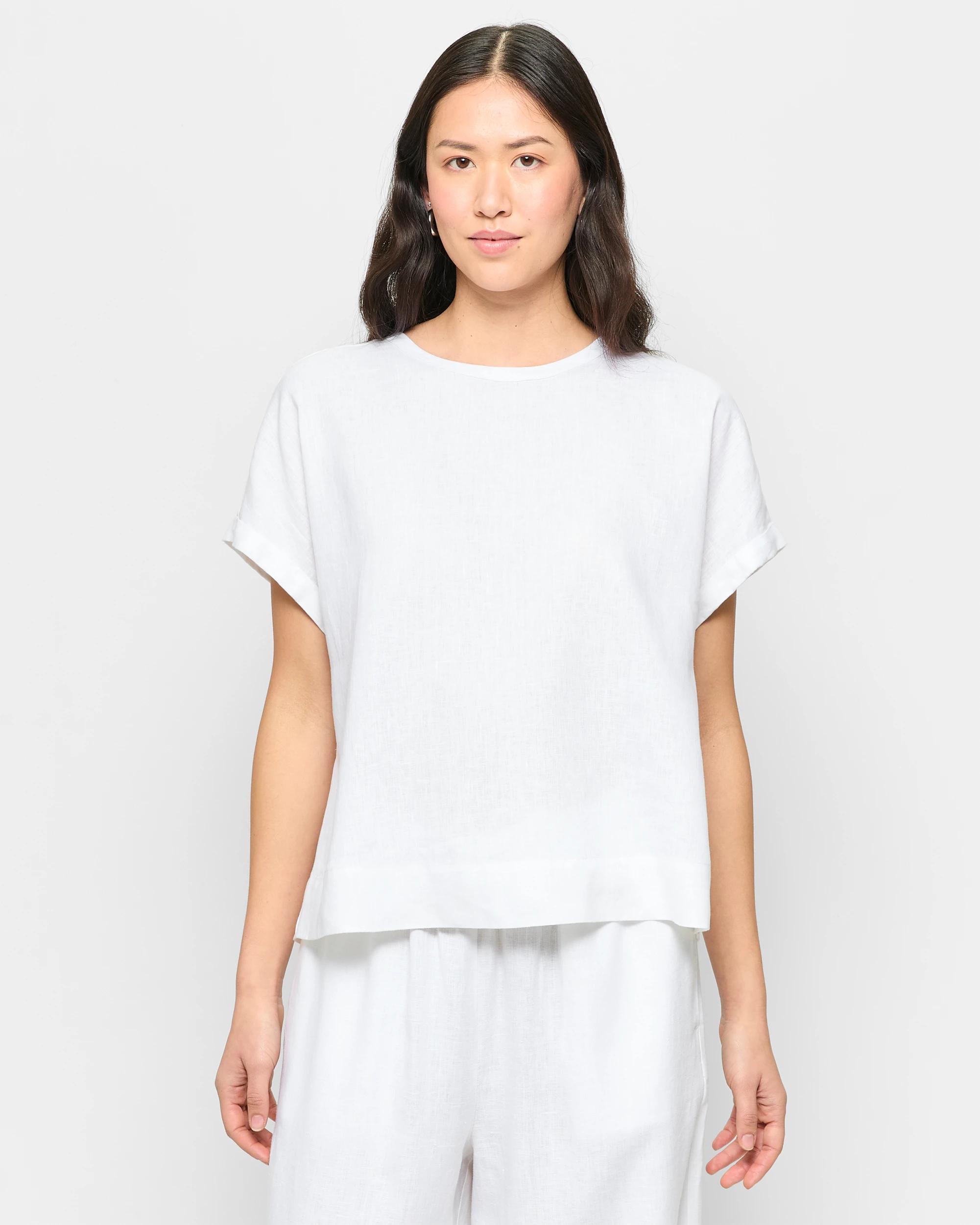 1 Target European Linen Cuffed T-shirt WHITE, 1 of 5
