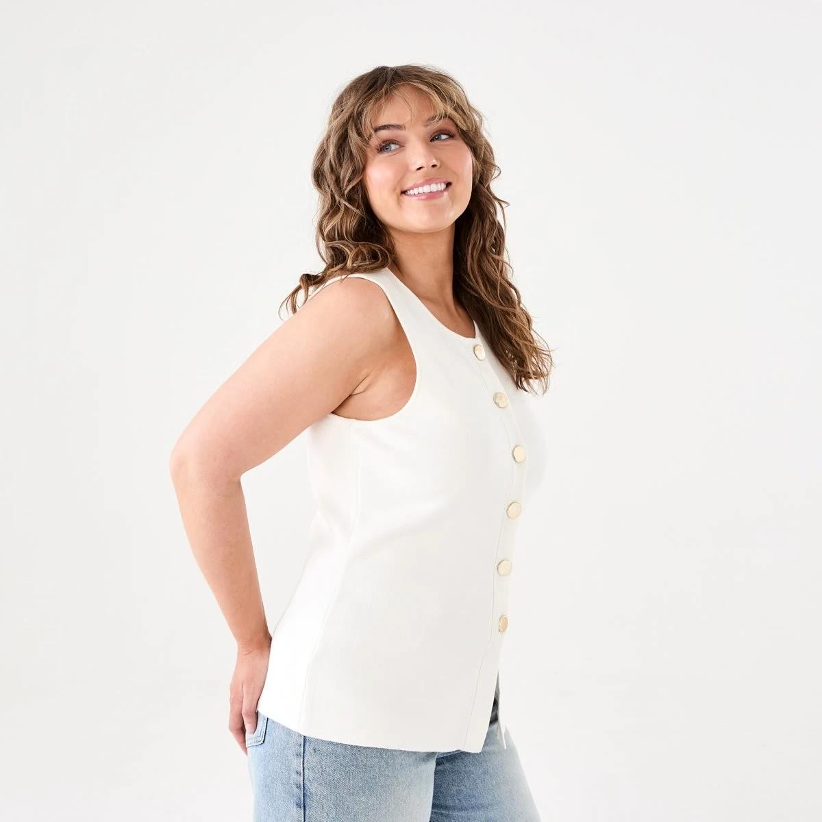 2 Sleeveless Fitted Vest WHITE, 2 of 5