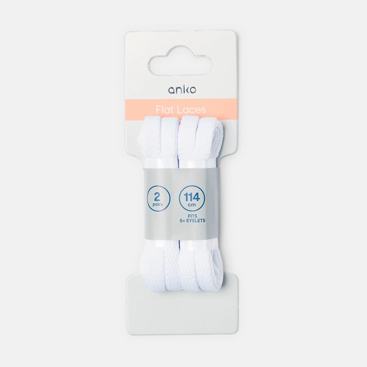 1 2 Pack Flat Laces - White, 1 of 3