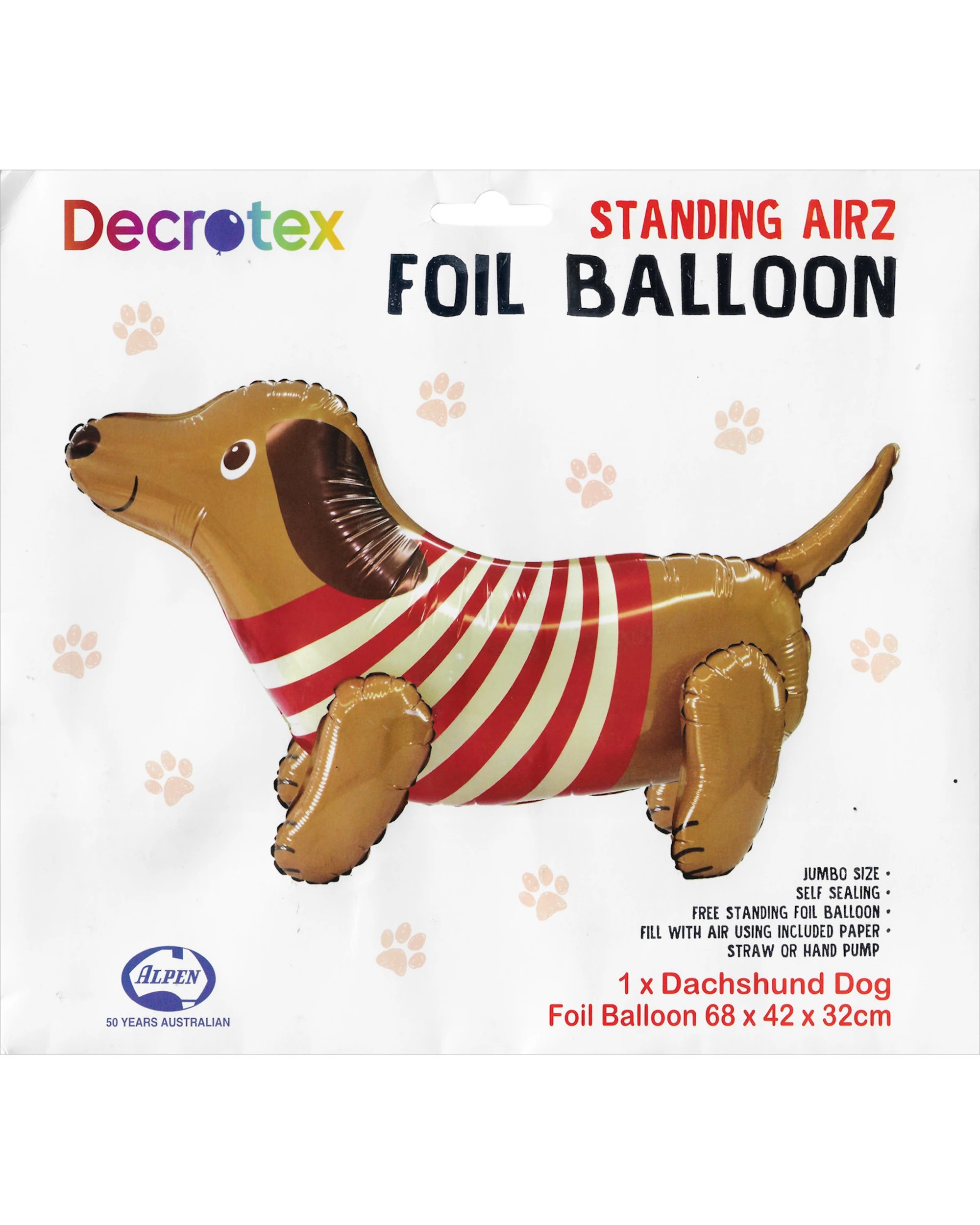 2 Decrotex Standing Airz Dachshund Air Fill Foil Balloon 68cm - Brown, 2 of 3