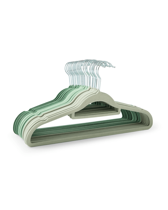 30 Pack Flocked Hangers - Green