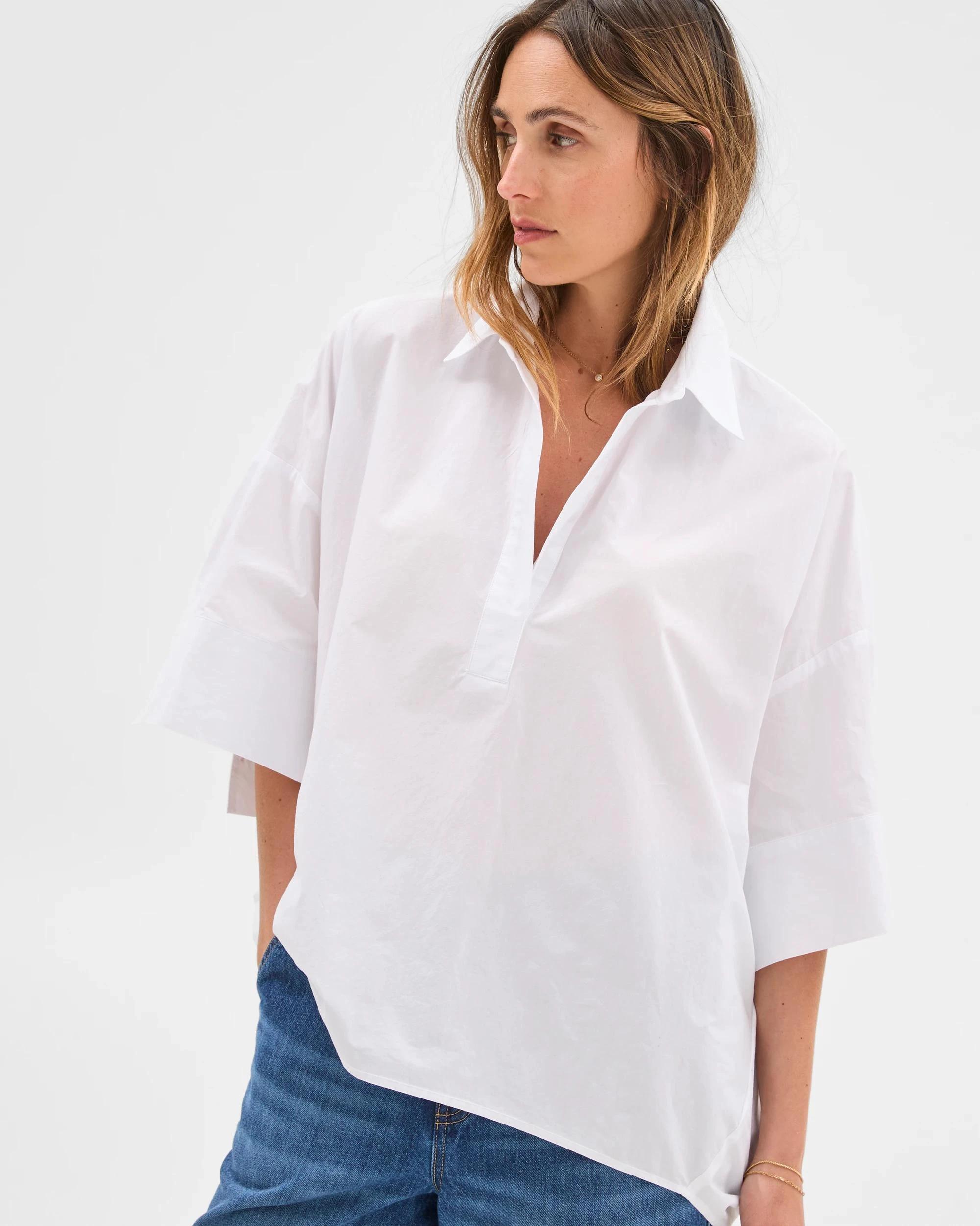 1 Target Australian Cotton Short Sleeve Popover Shirt WHITE, 1 of 6