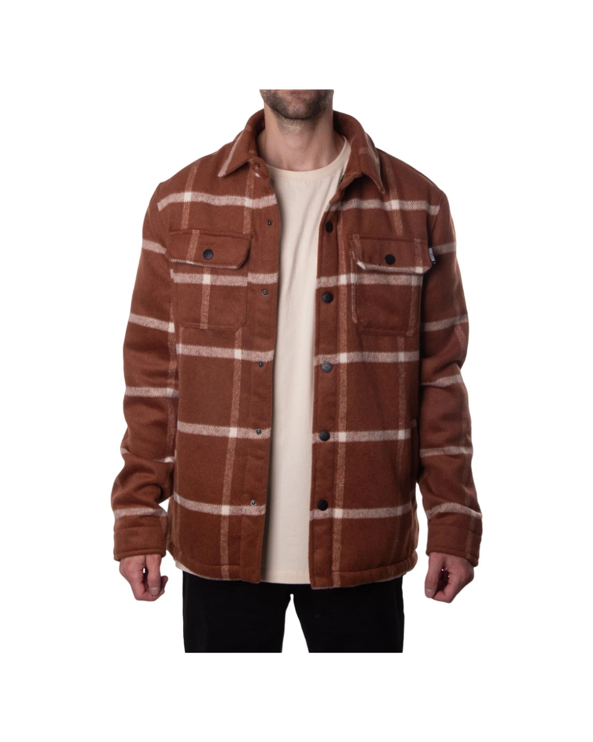 6 Fallen Footwear Mens Outerwear Polyester Lamb Jacket Durable Material BROWN/WHITE, 6 of 7