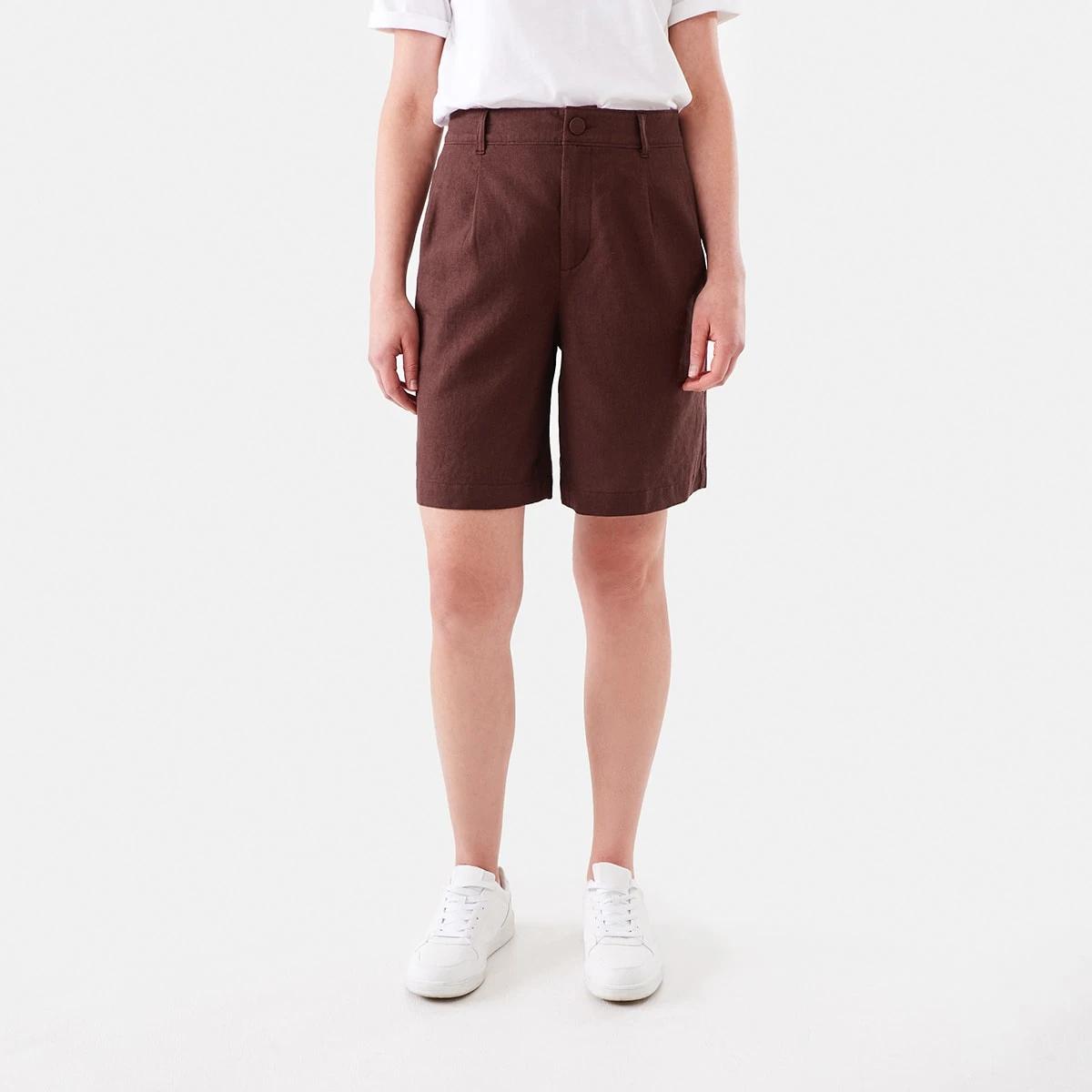 6 Linen Blend Bermuda Shorts Bnt Mroon, 6 of 6