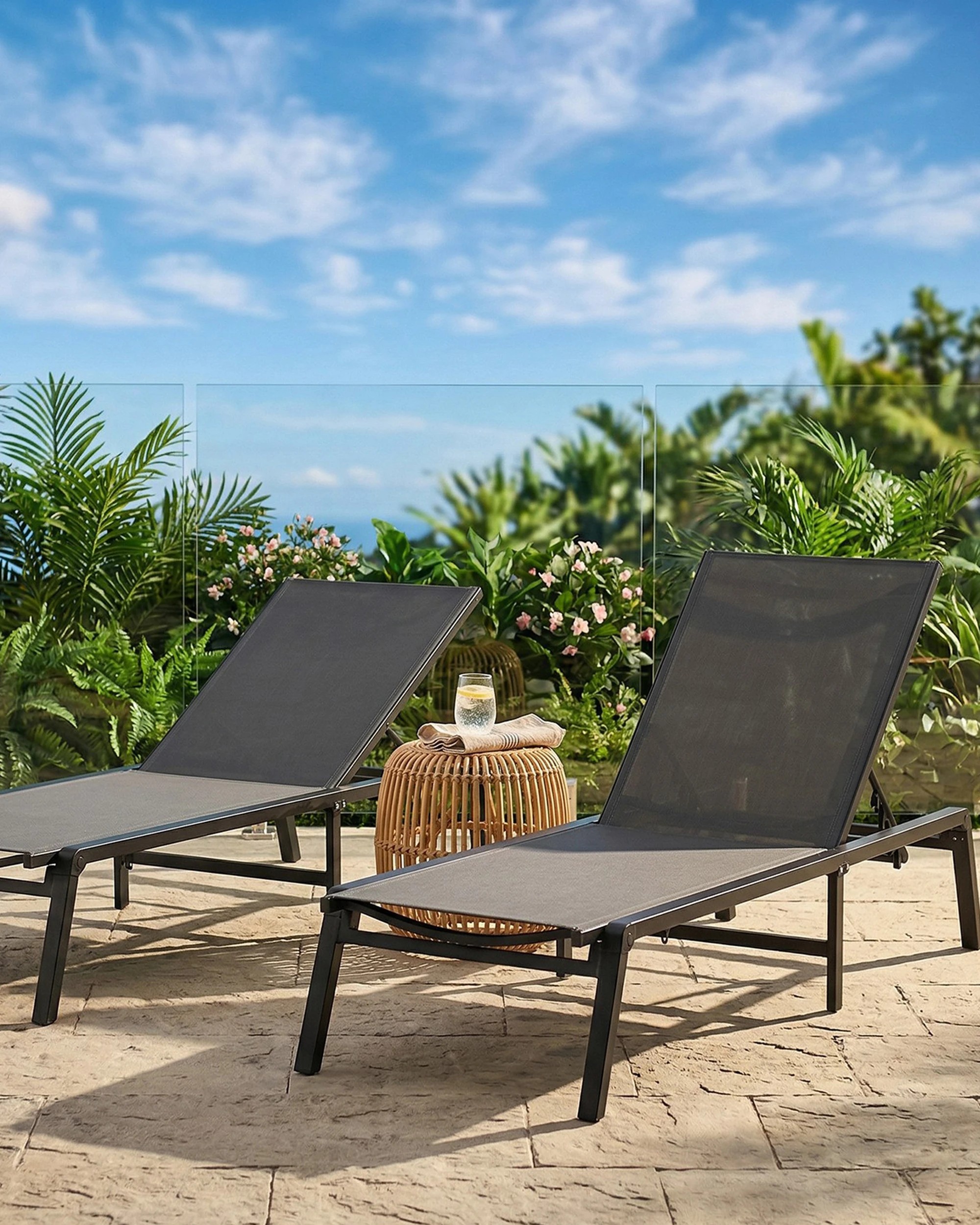 8 Advwin Chaise Lounge Chairs Outdoor 2Pcs Aluminum Patio Lounge Recliner Chairs 160kg, 8 of 8
