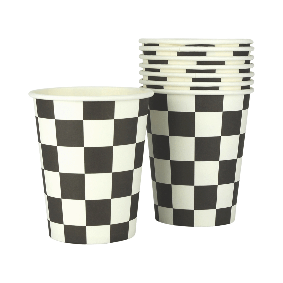1 Party Maker Black and White Checkered Paper Cups Pack of 8, 1 of 1