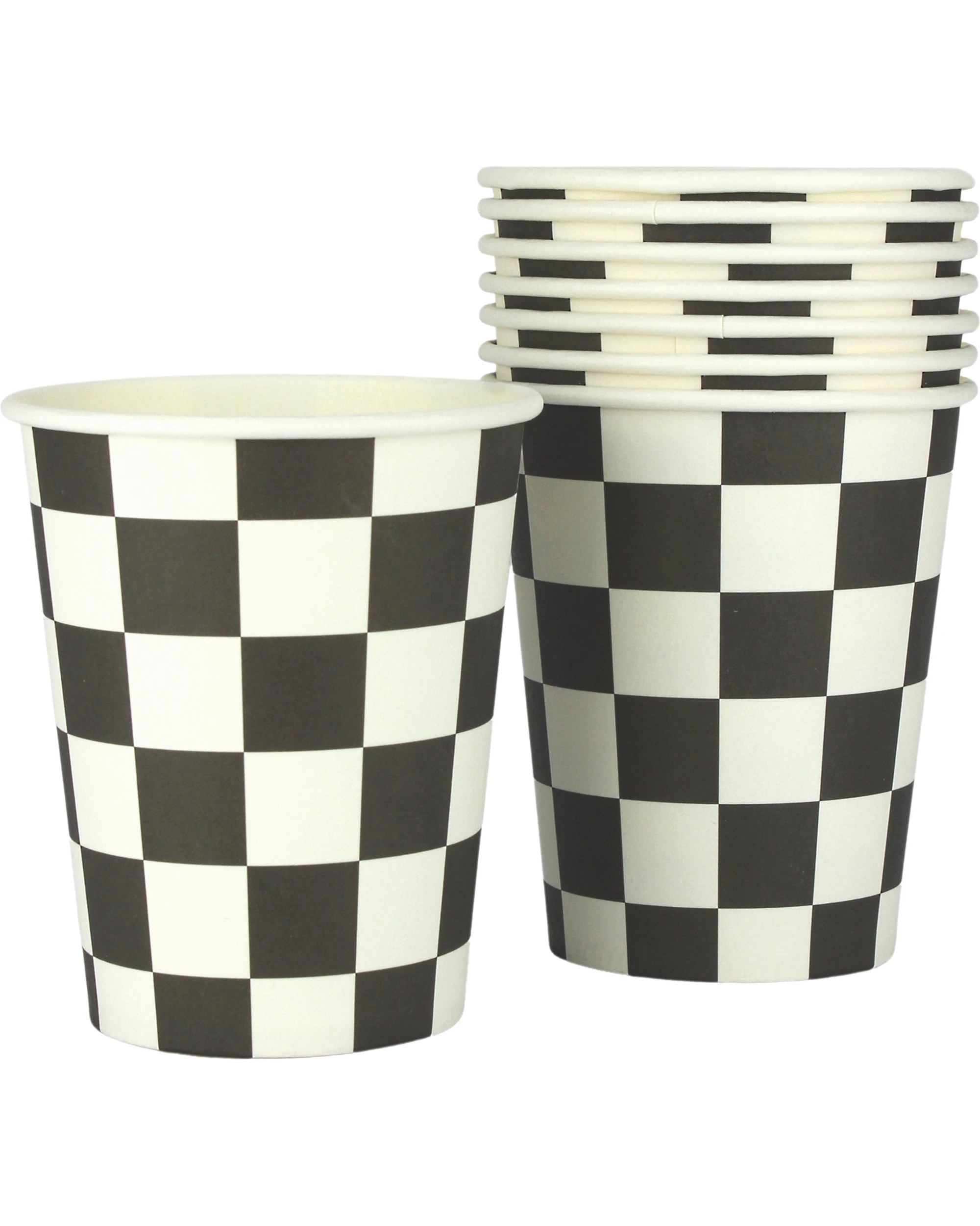 1 Partyrama Black and White Checkered Paper Cups Pack of 8, 1 of 1