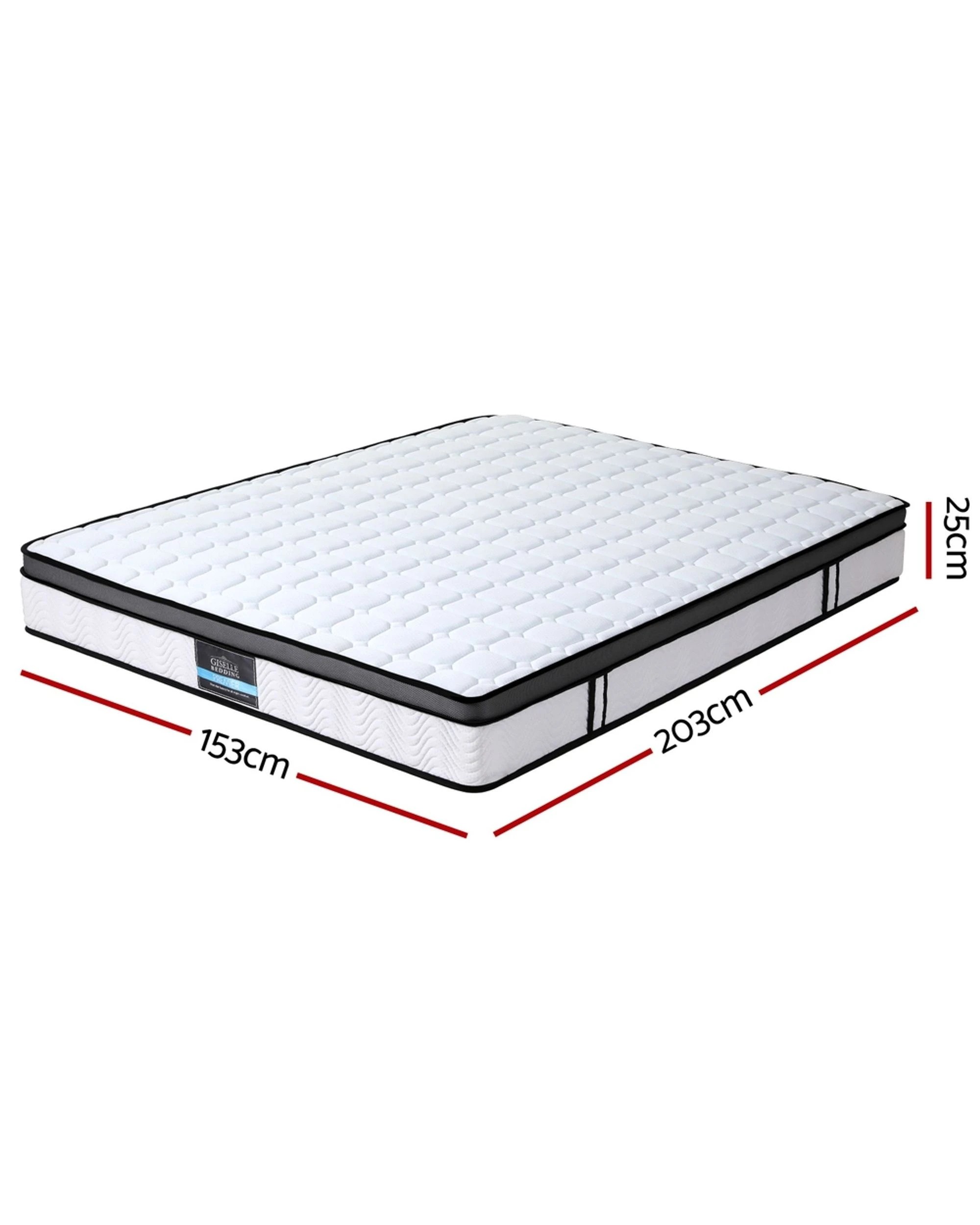 2 Giselle Mattress Cool Gel Foam 25cm Queen - Queen Bed - White, 2 of 4