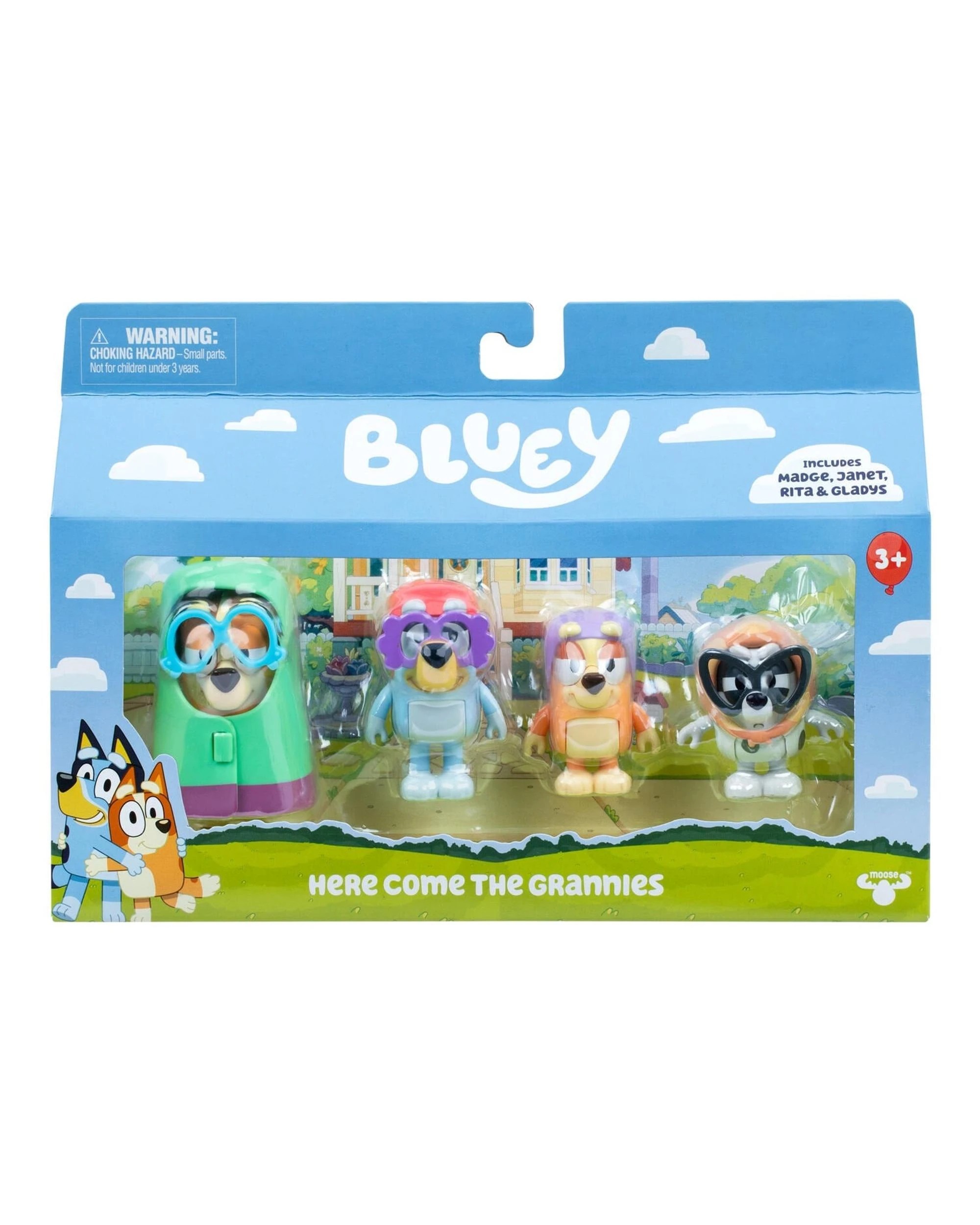 1 Bluey Here Come the Grannies Action Figure 4 Pack, 1 of 7
