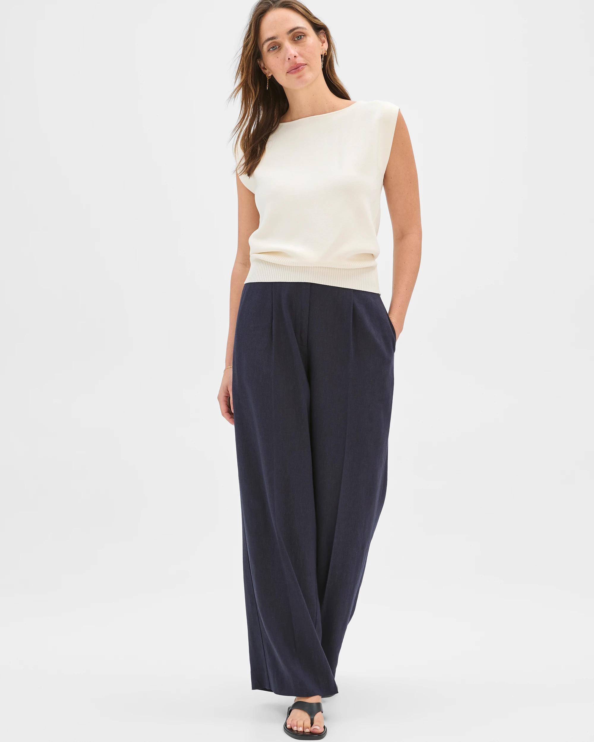 2 Preview Tailored Wide Leg Pants INK NAVY, 2 of 7