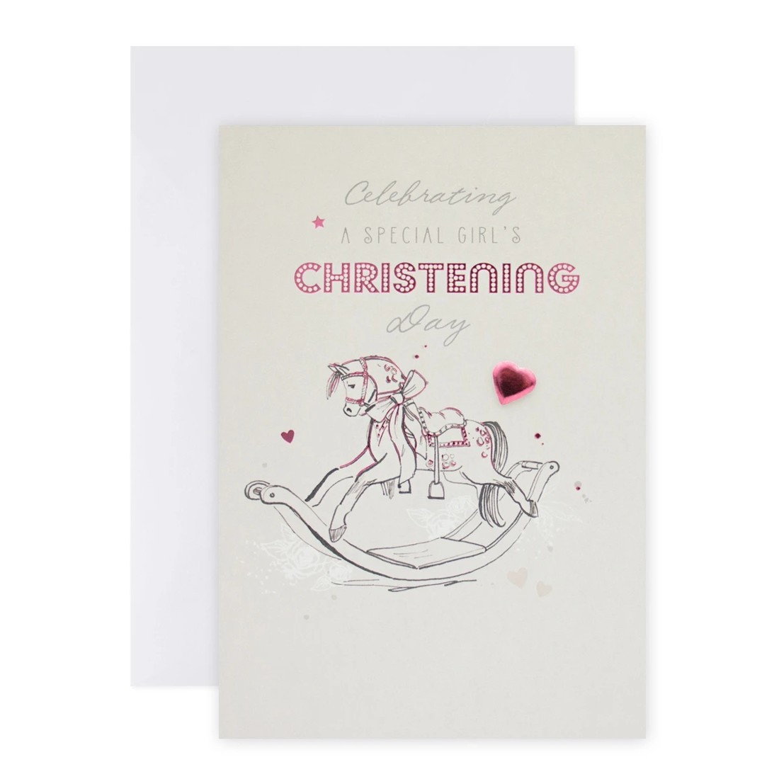 1 Connections from Hallmark Christening Card for Baby Girl - Rocking Horse, 1 of 2