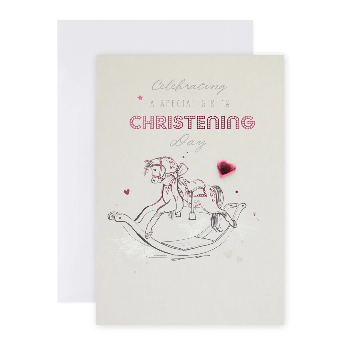 1 Connections from Hallmark Christening Card for Baby Girl - Rocking Horse, 1 of 3