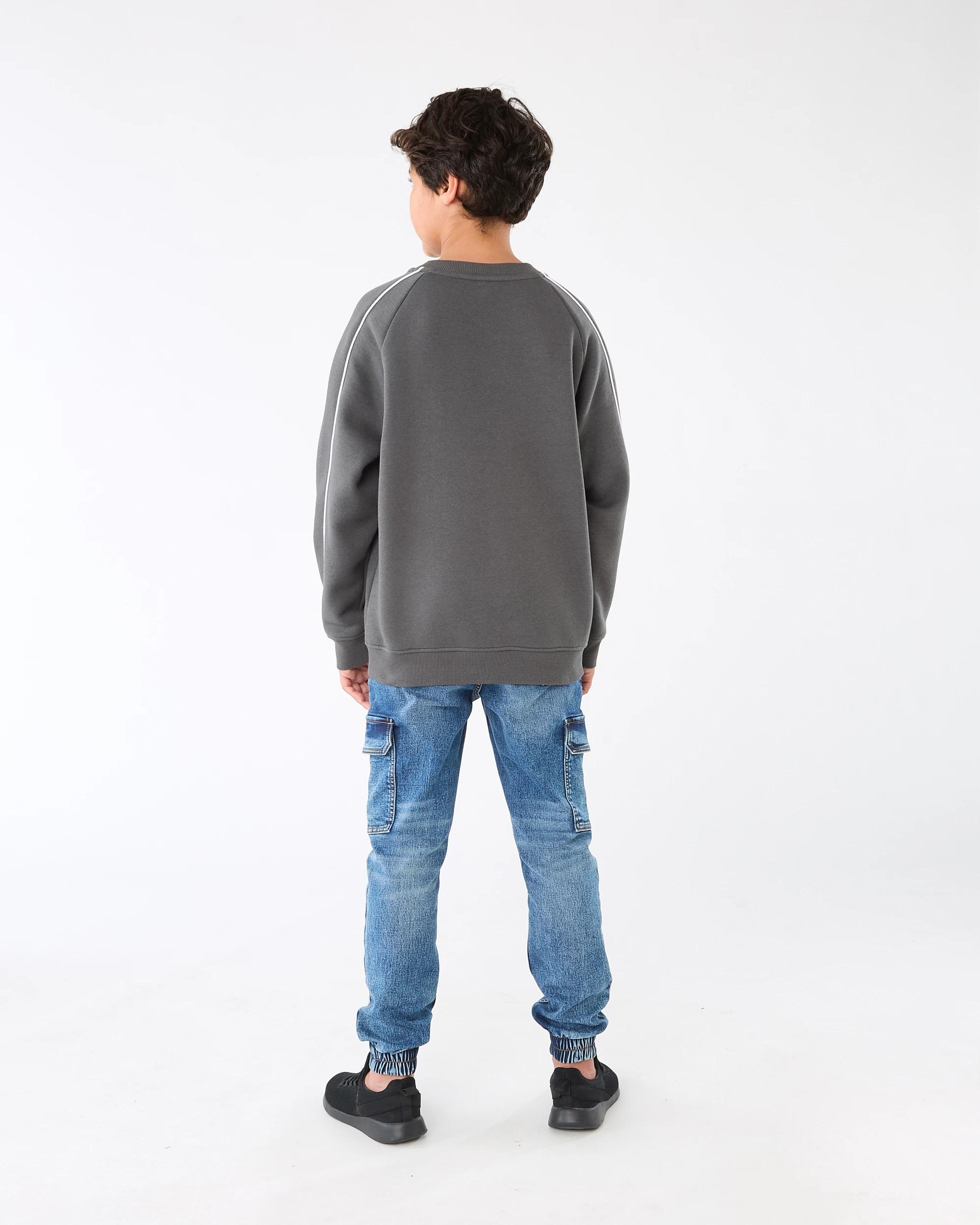 9 Oversized Pipe Detail Crew Neck Sweatshirt Gry Moto, 9 of 9