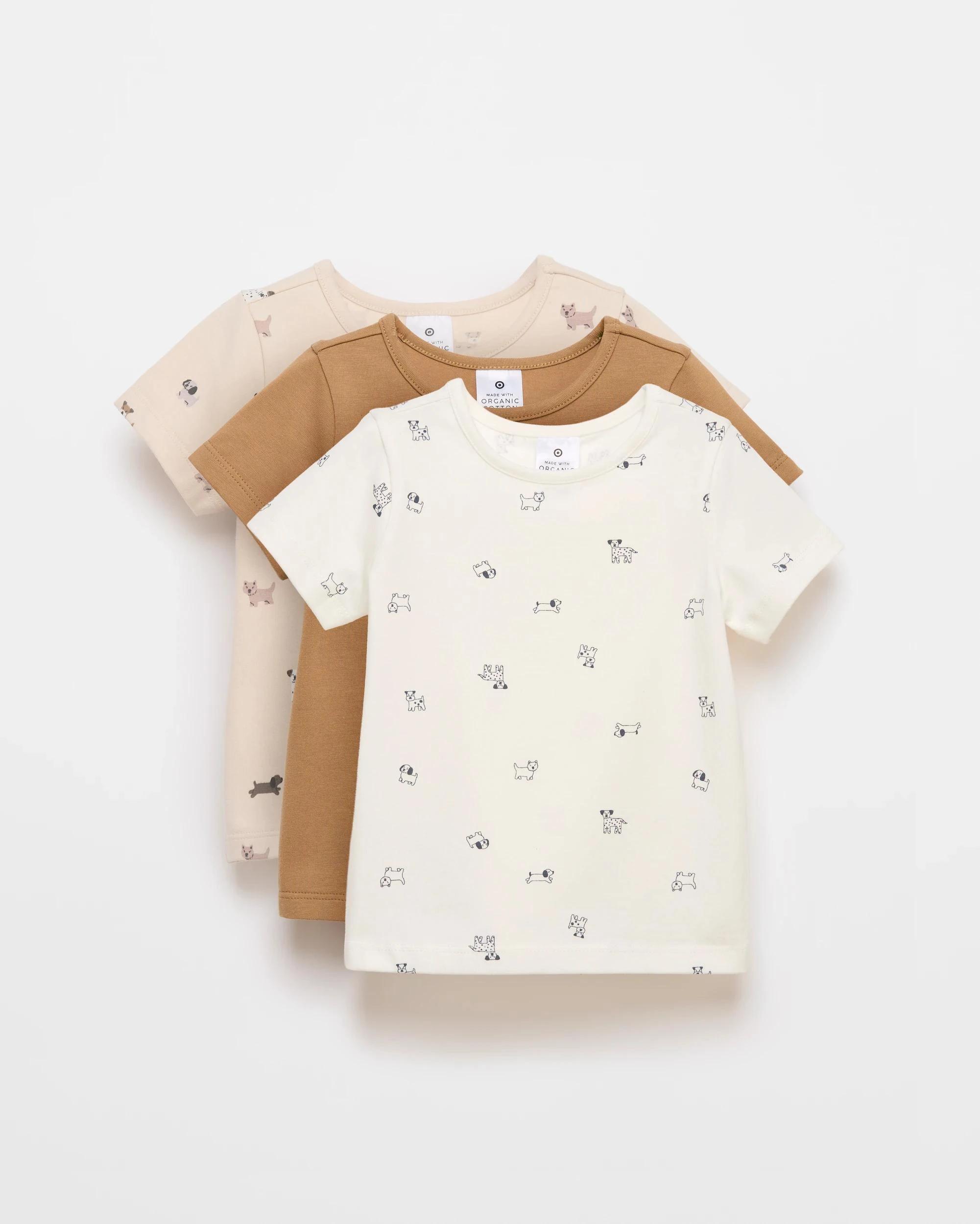 1 Target Baby Baby Organic Cotton Print Short Sleeve T-shirts 3 Pack PUPPIES, 1 of 4