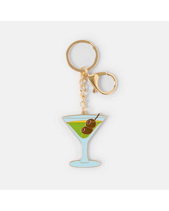 Martini Charm Keyring - Gold Tone