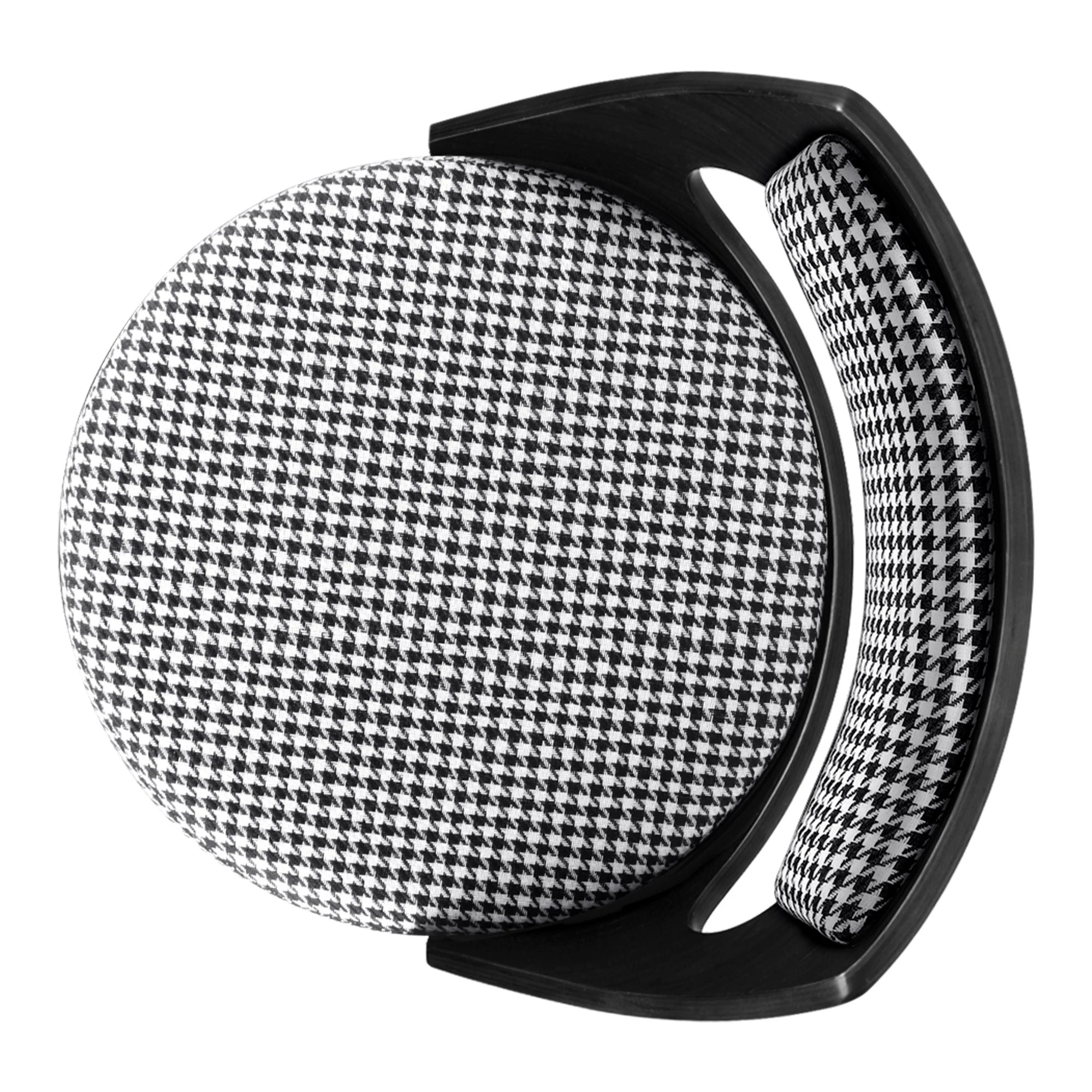 8 Alfordson 2x Swivel Bar Stools 65cm Houndstooth Kitchen Dining Chair - Black, 8 of 9