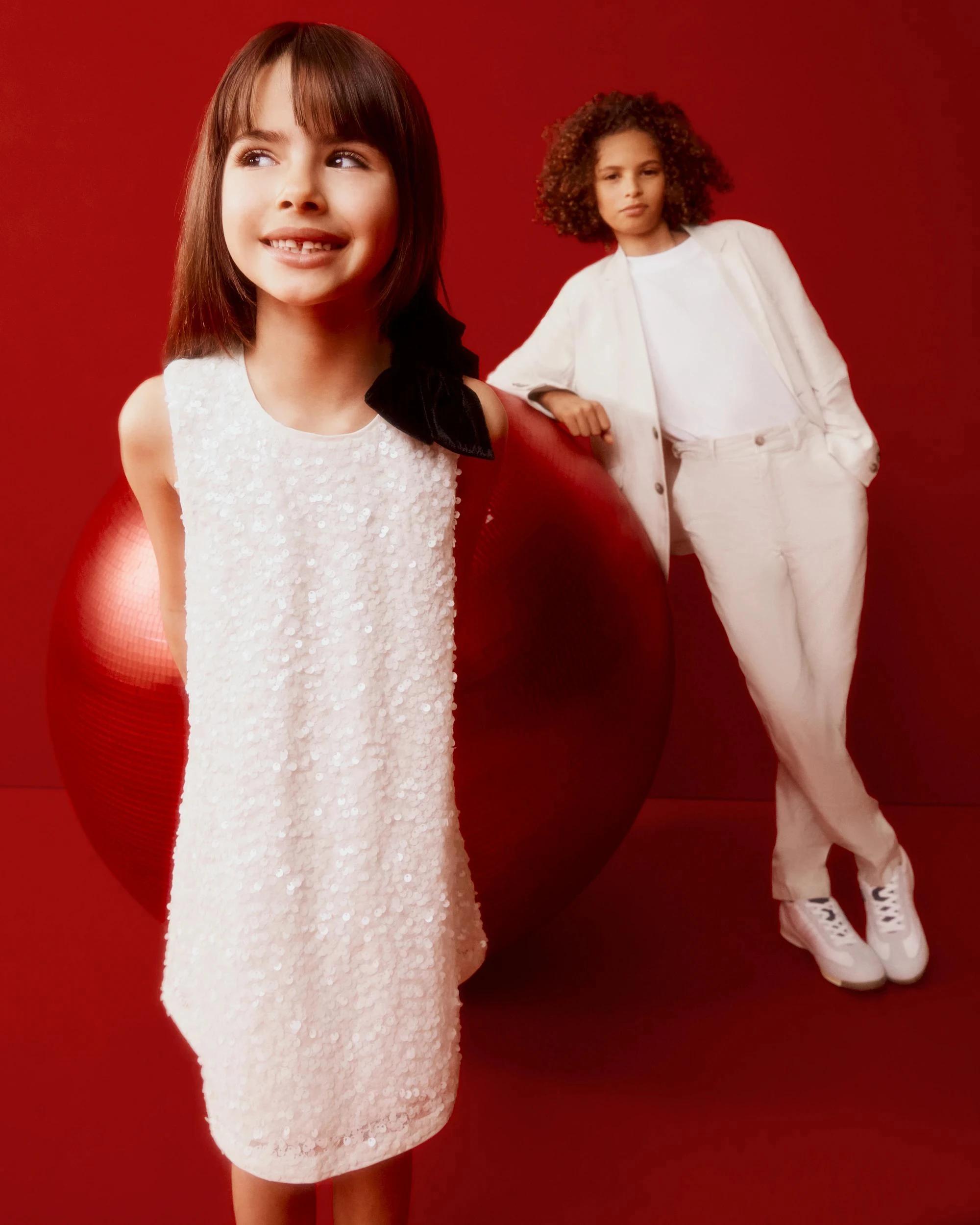 7 Target Kids Sequin Velour Bow Occasion Dress CREAM, 7 of 10