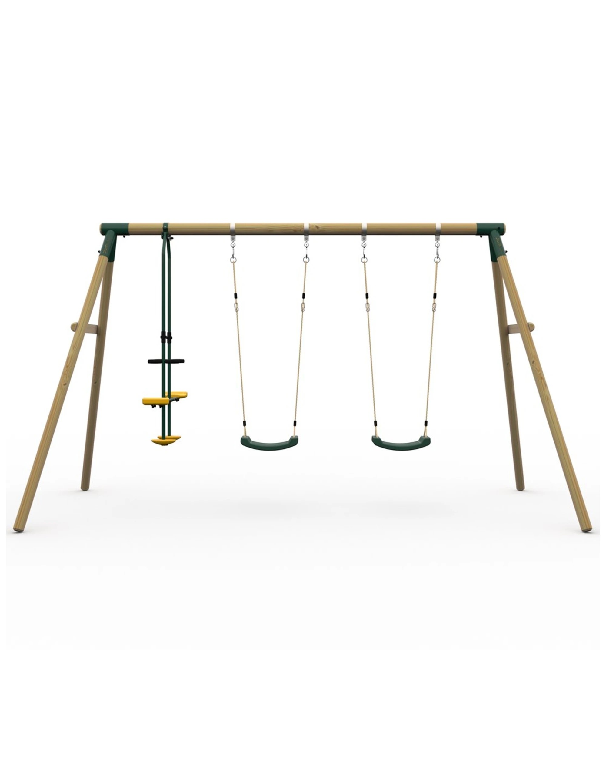 3 Plum Play Au Colobus Triple Wooden Swing Set With 2 Seat Glider For Kids, 3 of 7