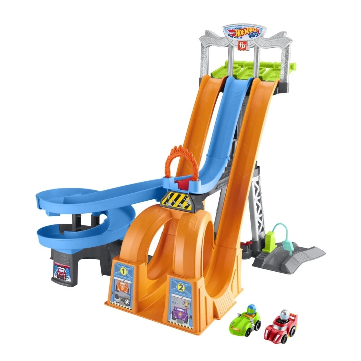 2 Fisher-Price Hot Wheels Little People Racing Loops Tower Toddler Vehicle Playset, 2 of 7