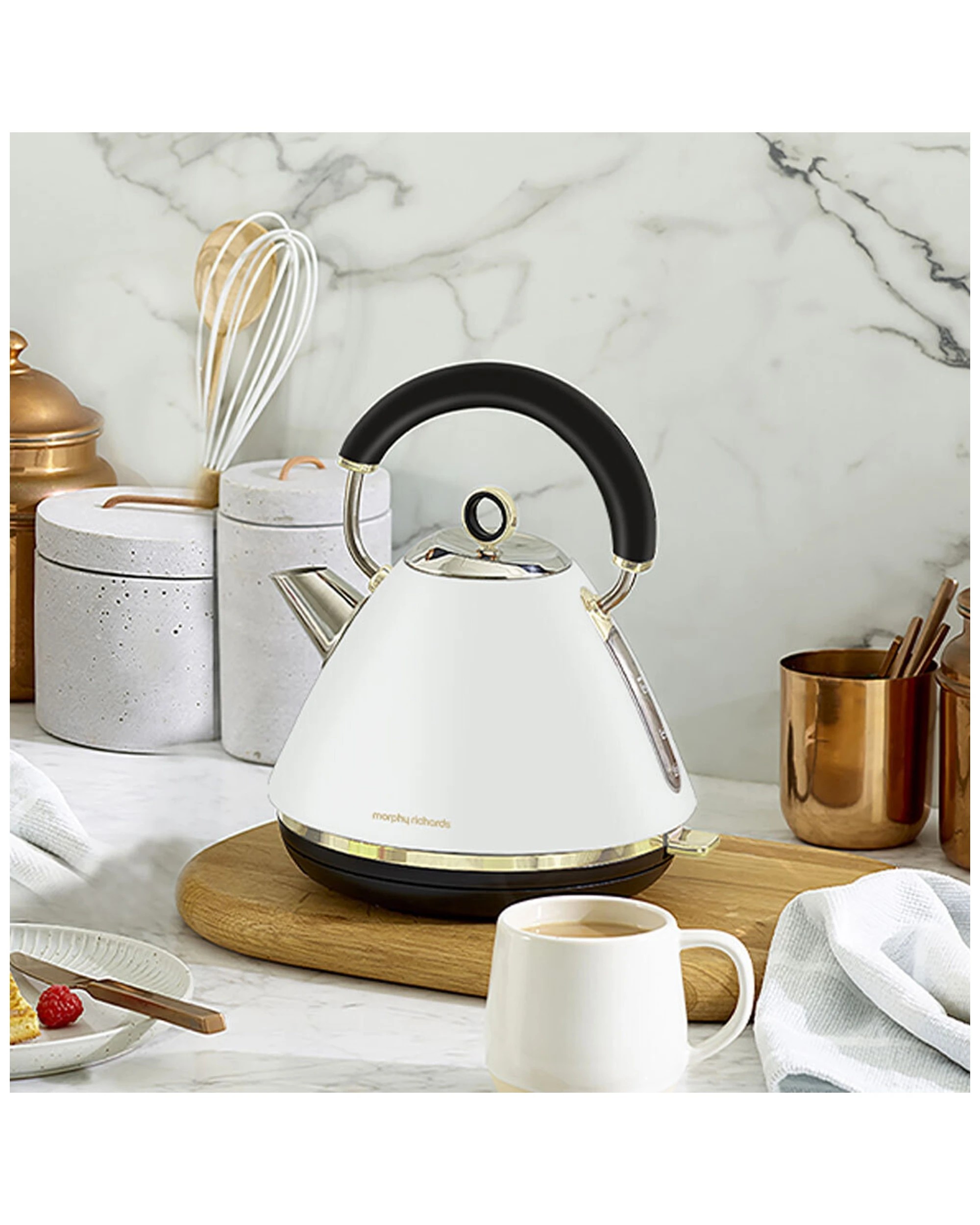 5 Morphy Richards Ascend Traditional Pyramid Kettle 2200W Boil Dry Protection
 - white, 5 of 9