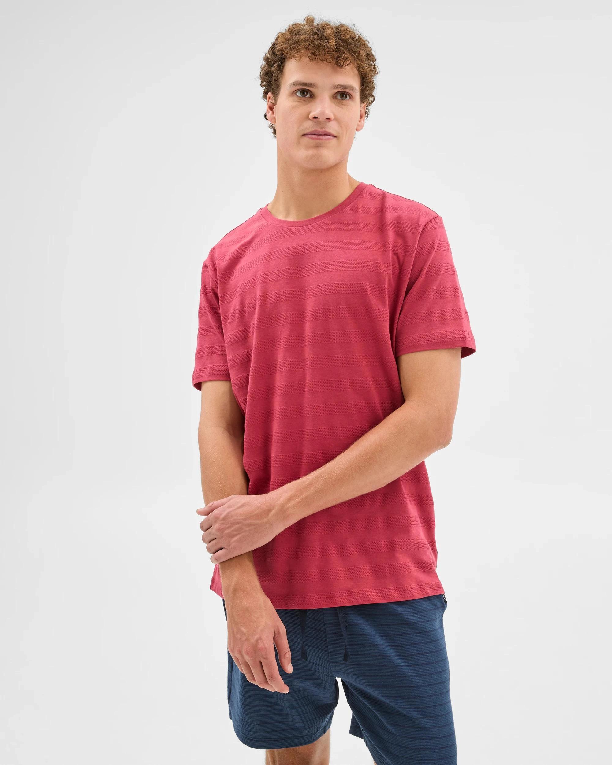 1 Maxx Australian Cotton Textured Sleep T-Shirt RED, 1 of 6