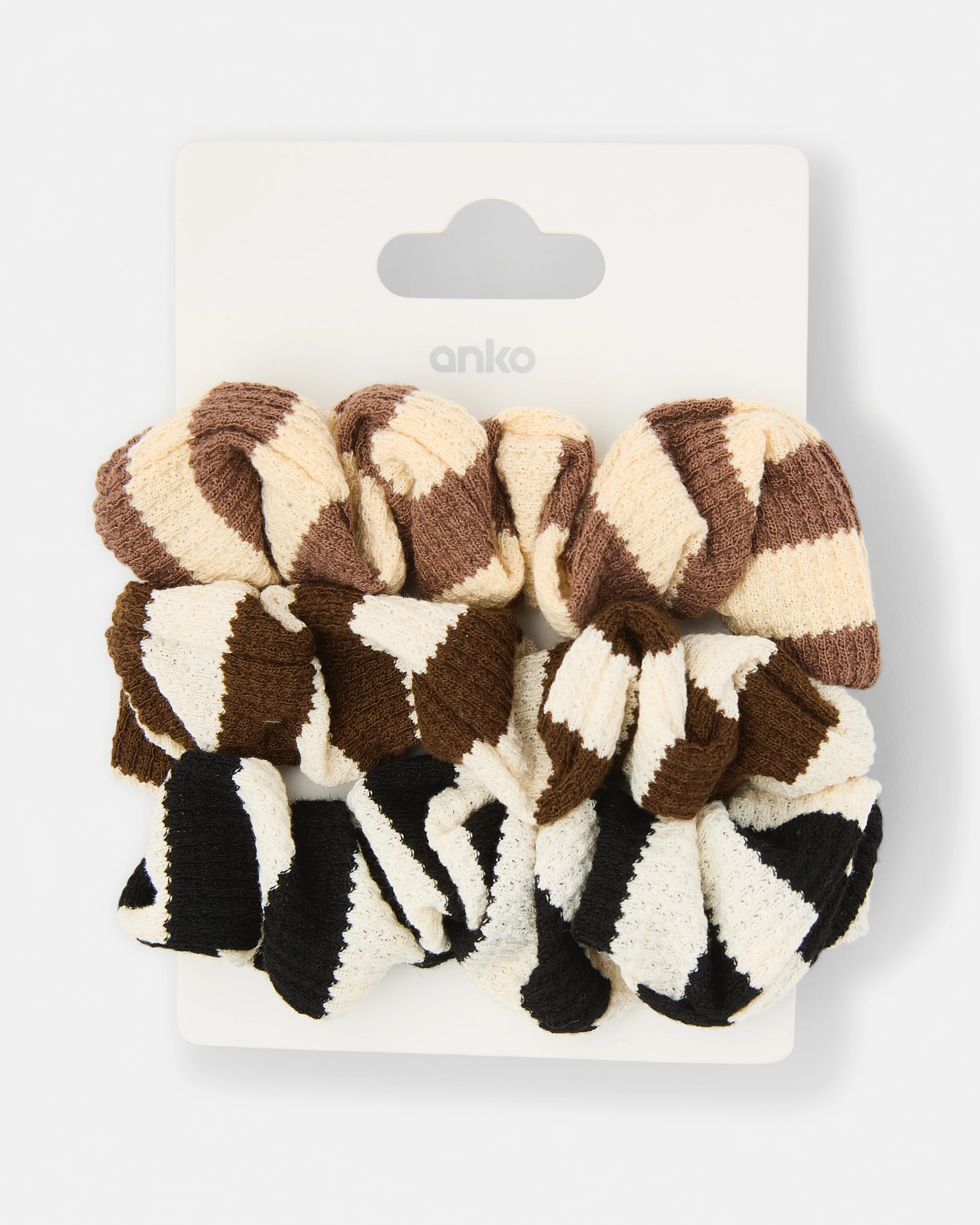 5 3 Pack Neutral Stripe Scrunchies, 5 of 5