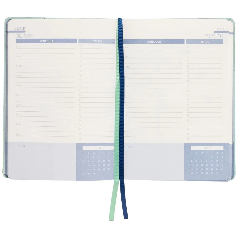 6 Officeworks A5 Day to Page 2027 Premium Diary Green/Navy, 6 of 7